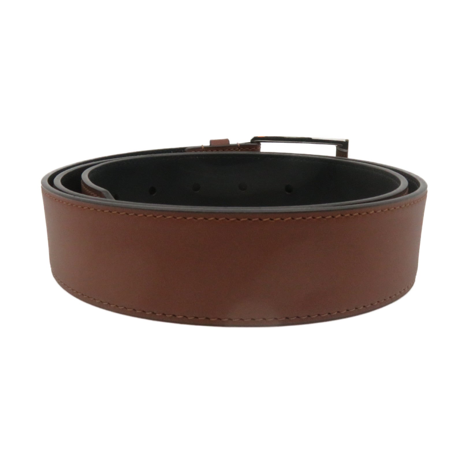 LOUIS VUITTON Cowhide Leather Blended Fabrics Logo Belt 35mm Leather Band Brown