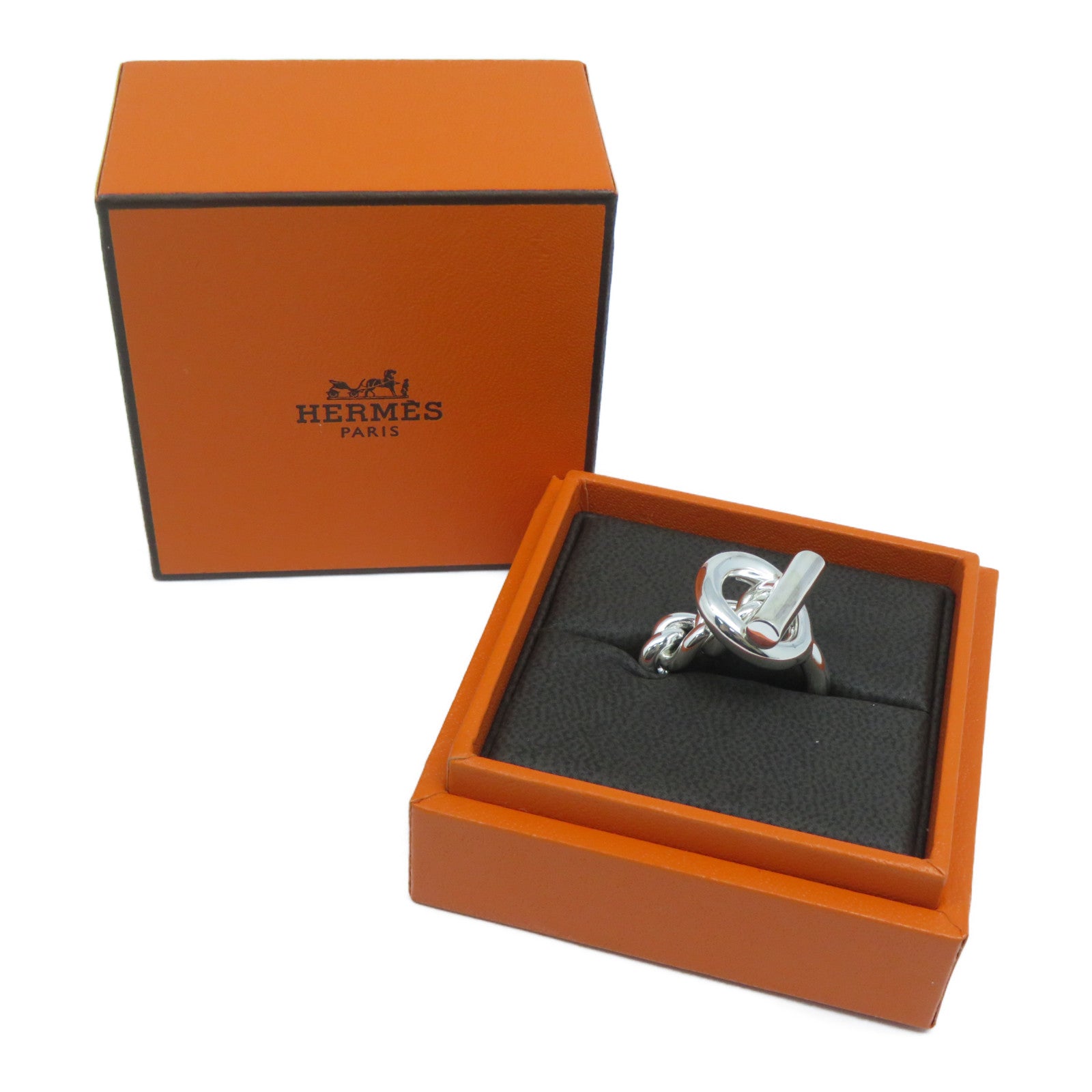 HERMES 925純銀Croisette戒指US#7銀色