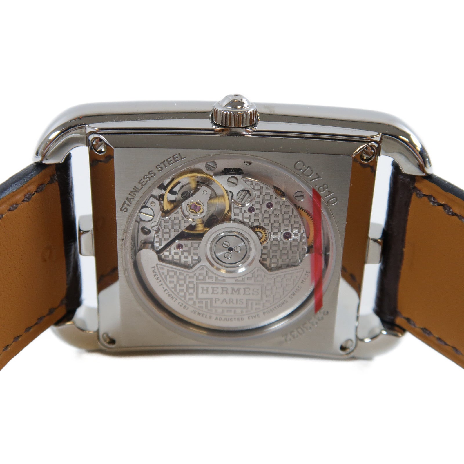 HERMES Cape Cod 32MM不鏽鋼手錶自動機芯白色/啡色