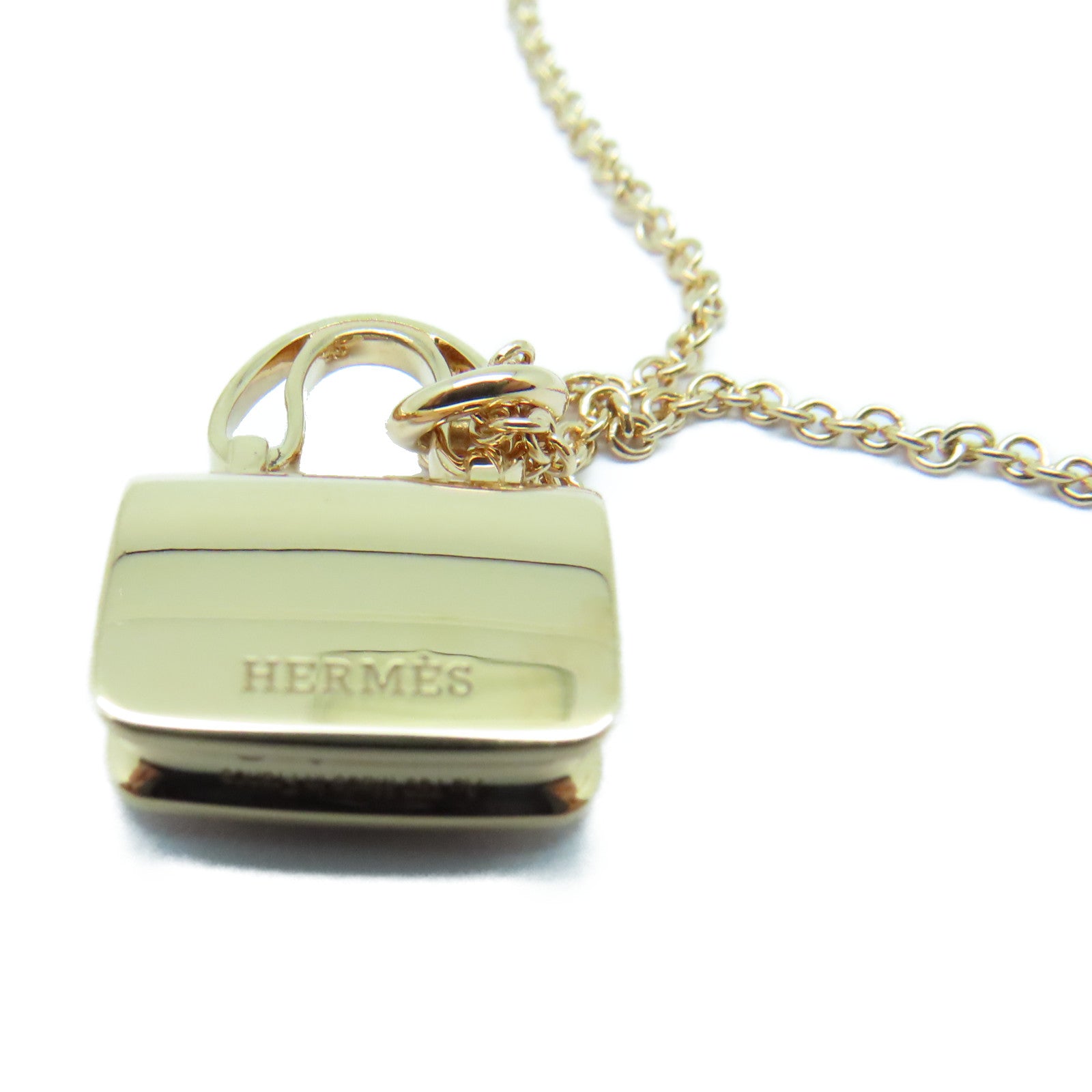 HERMES 18K Rose Gold Diamond Amulettes Constance Necklace0.44ct Diamond Necklace Gold