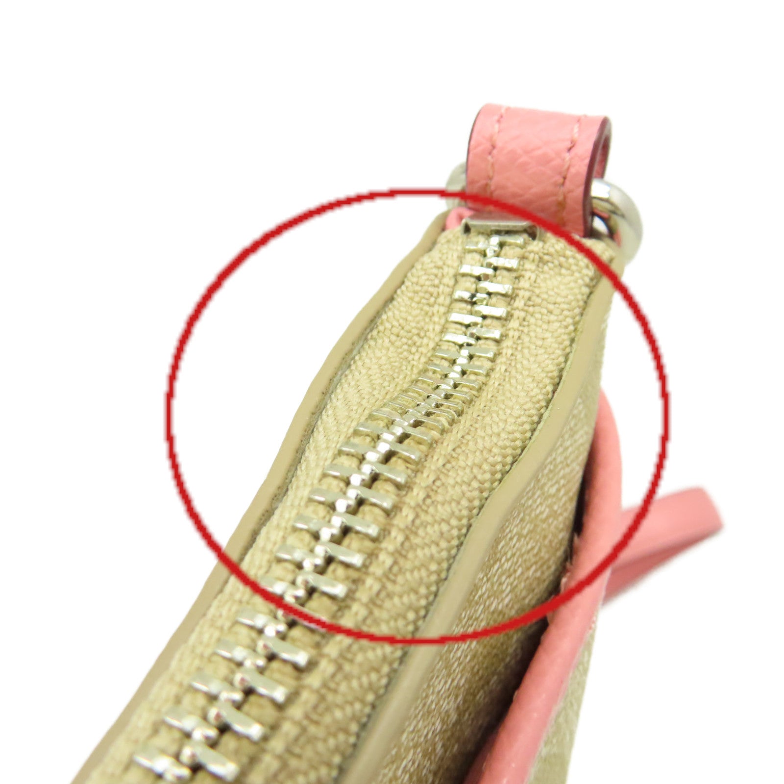 COACH 塗層帆布Shoulder Bag銀扣肩背袋粉紅色/啡色