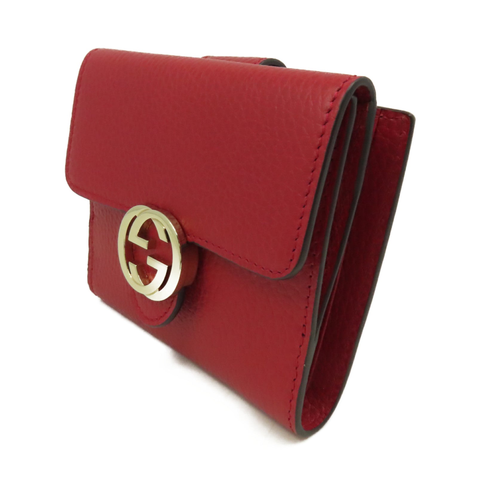 GUCCI 牛皮皮革Short Wallet金扣短錢包紅色