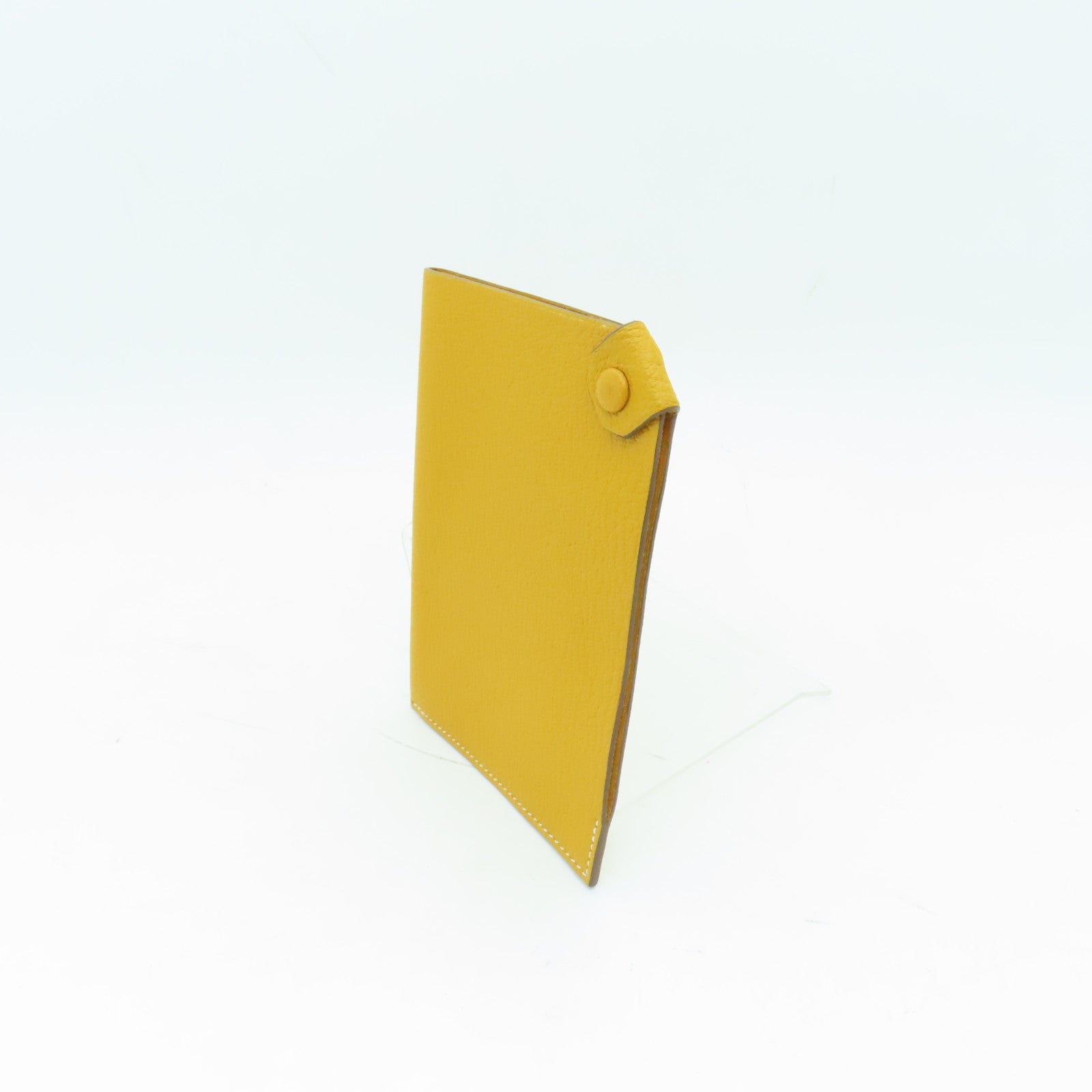 HERMES Evercolor皮革Passport Case銀扣護照套黃色