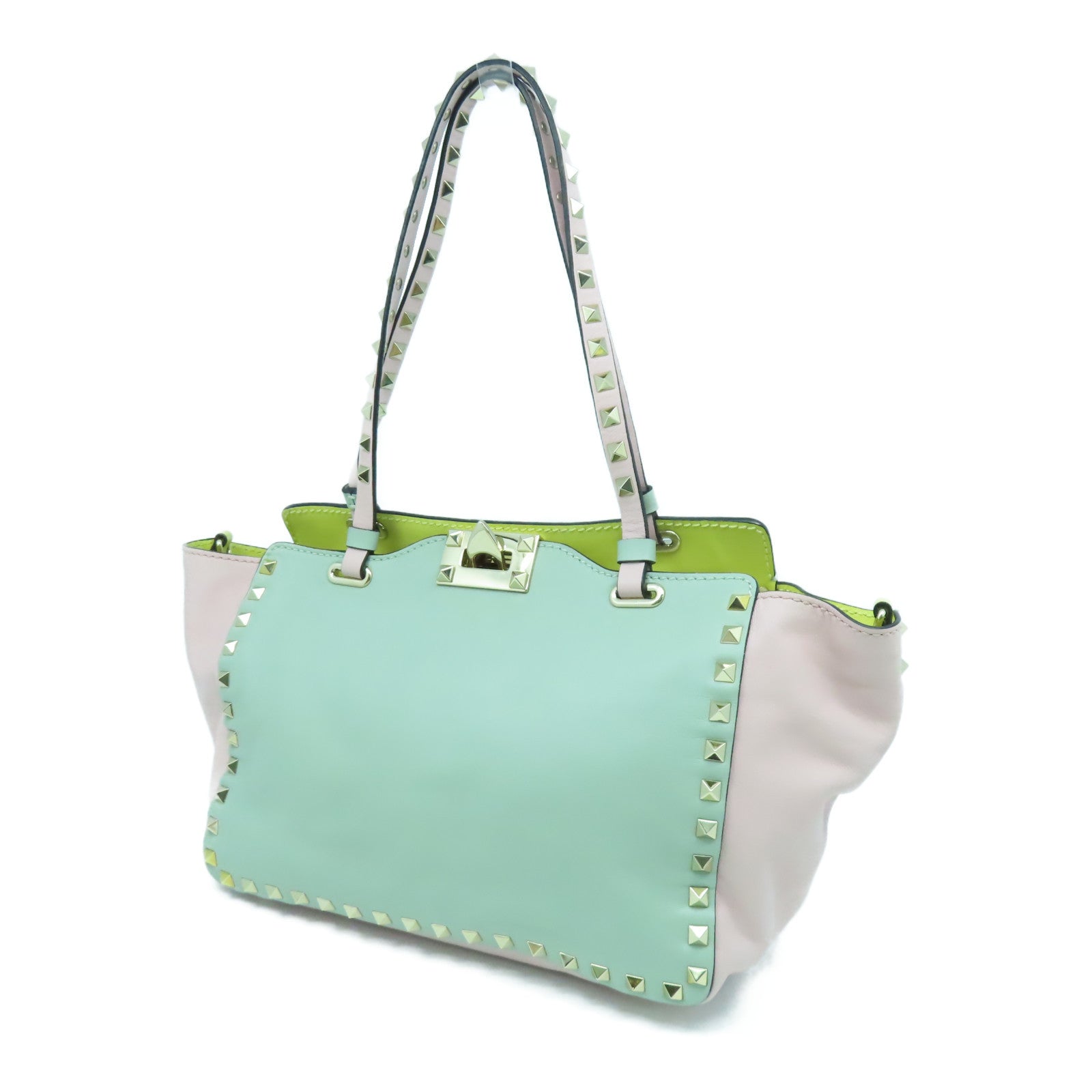 Valentino 皮革2 Way Shoulder金扣手挽肩背兩用袋粉紅色綠色/藍色