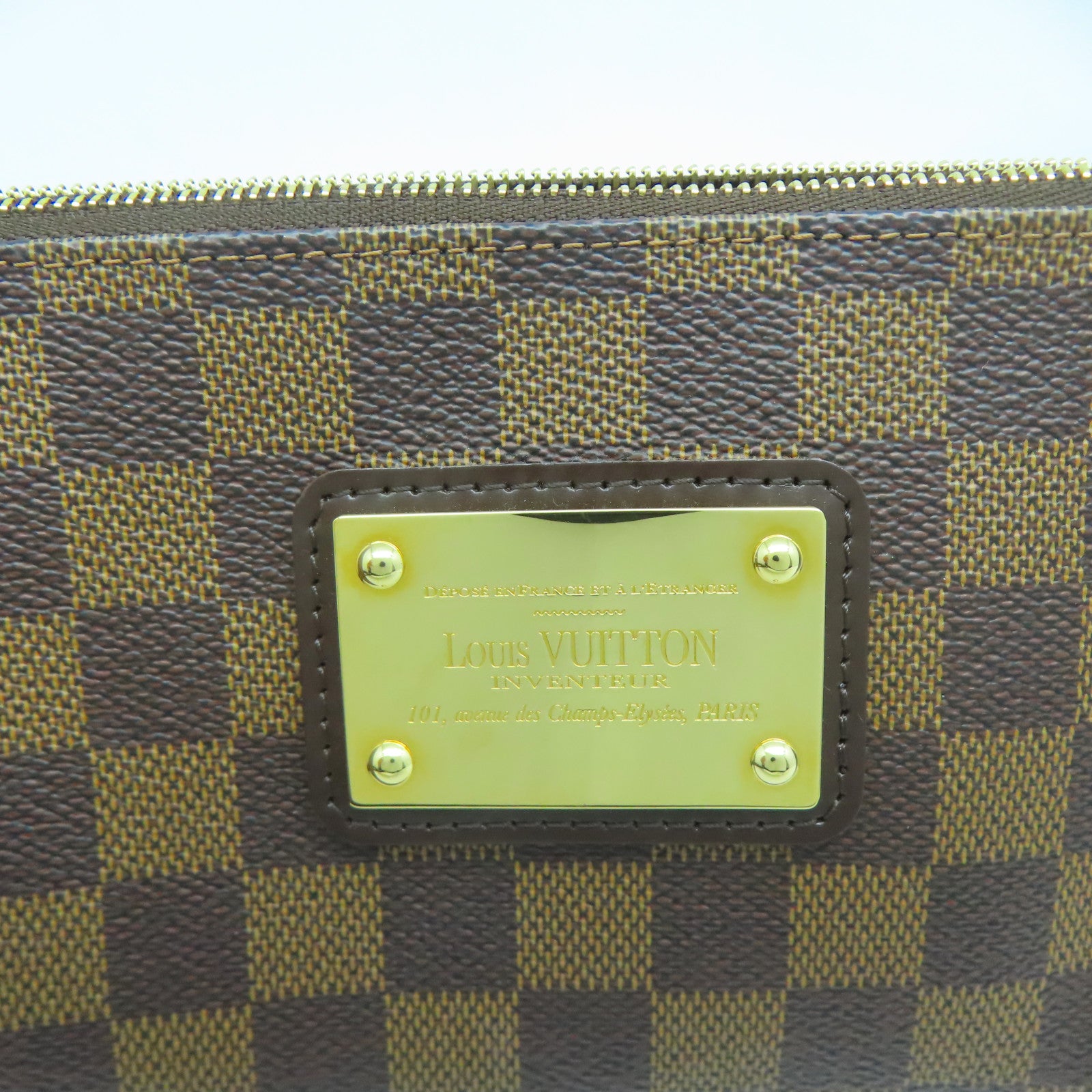 LOUIS VUITTON Damier Eva金扣手挽肩背兩用袋棕色