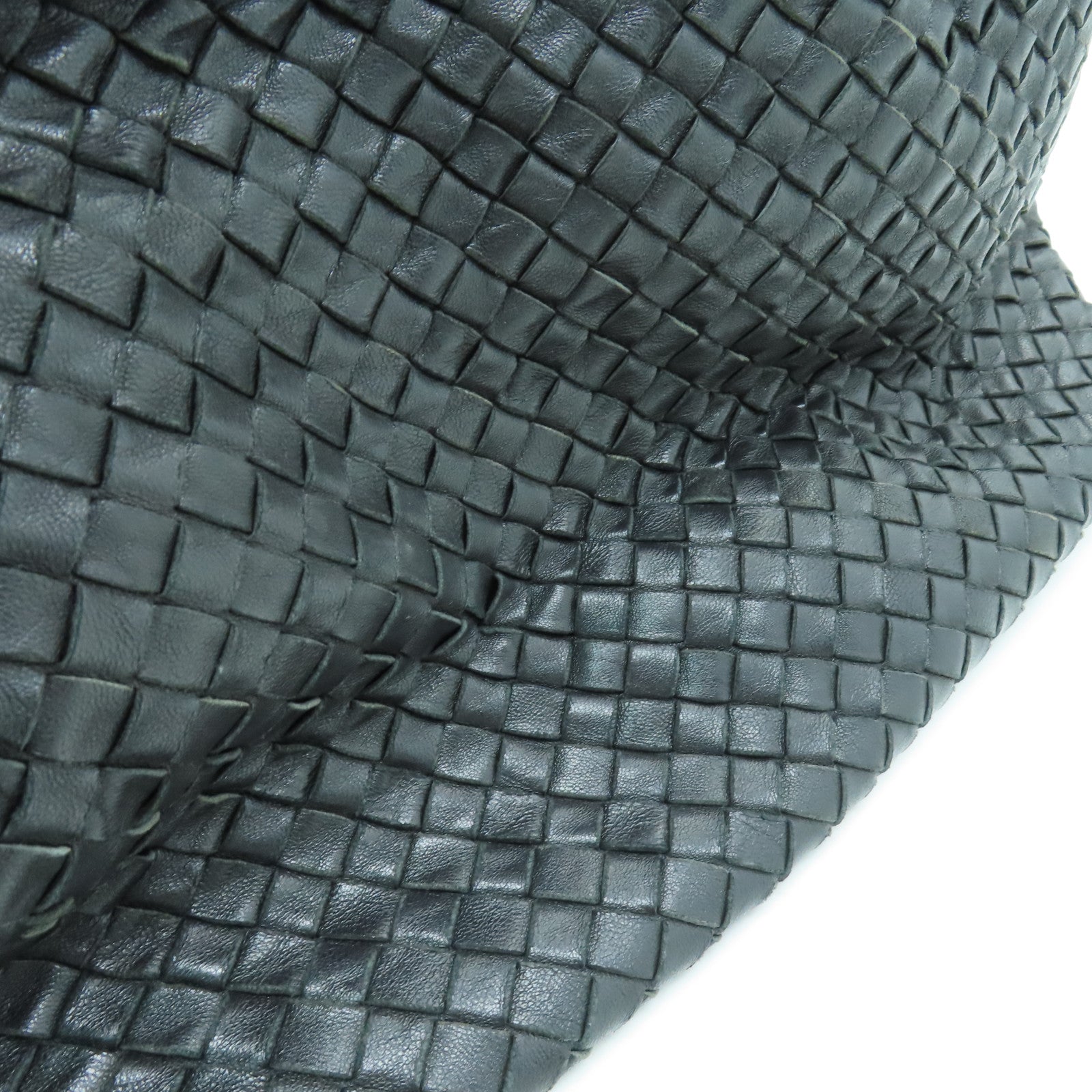 BOTTEGA VENETA 織紋皮革Tote Bag銀扣肩背袋黑色