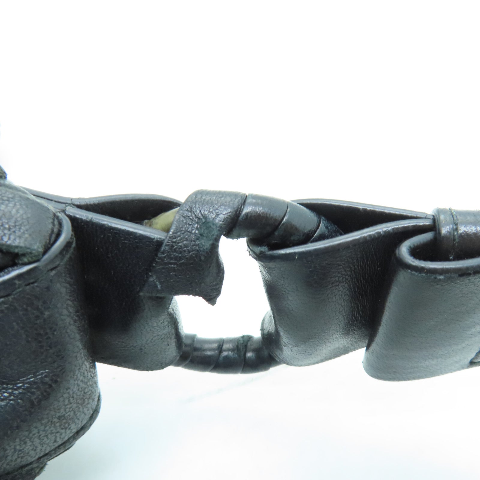 BOTTEGA VENETA 織紋皮革Tote Bag銀扣肩背袋黑色