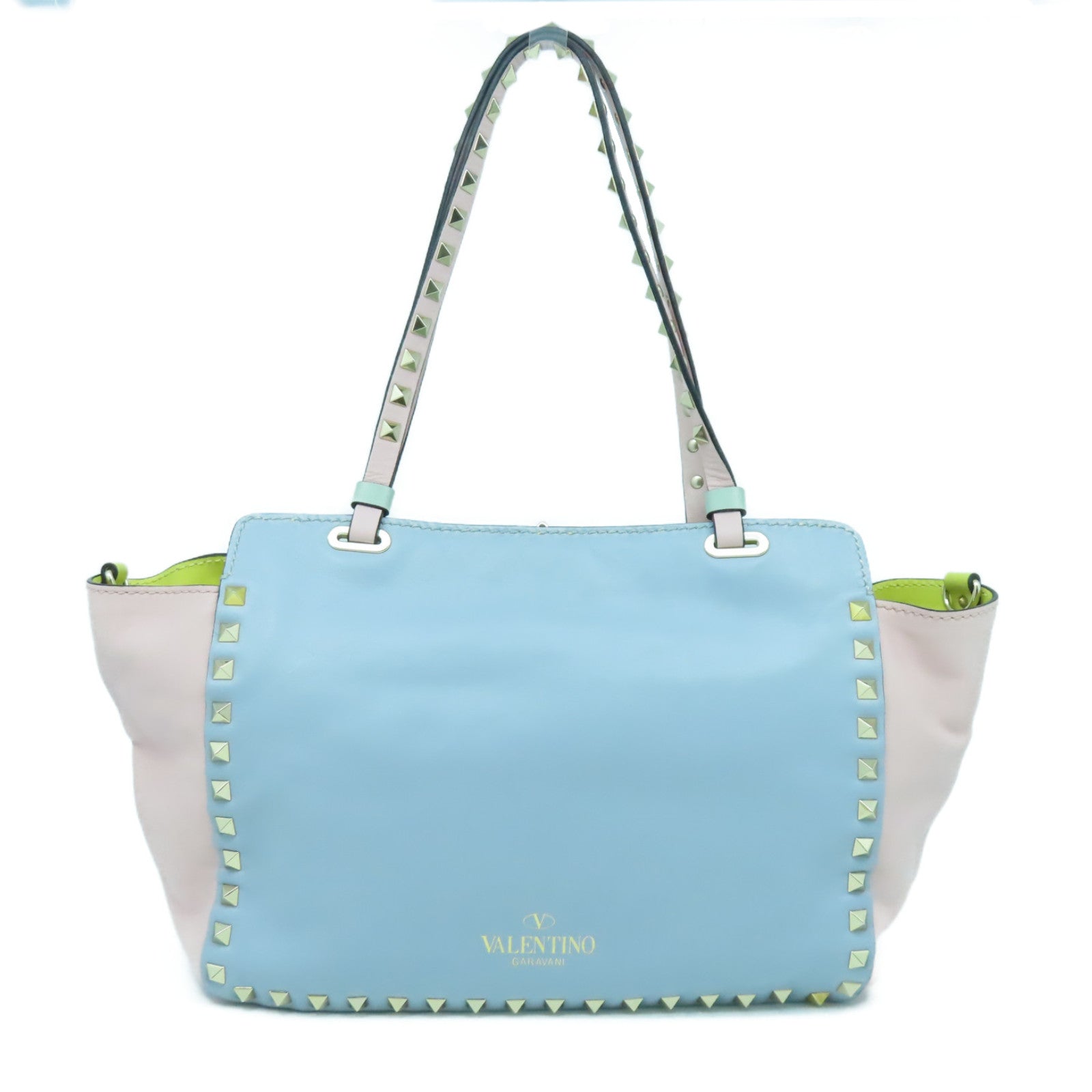 Valentino 皮革2 Way Shoulder金扣手挽肩背兩用袋粉紅色綠色/藍色