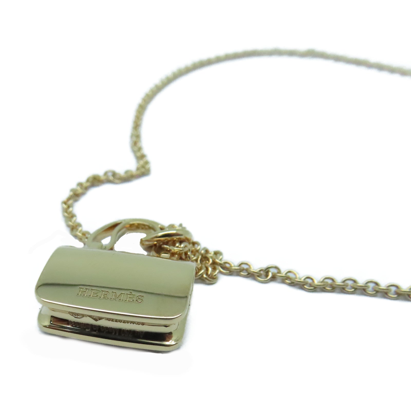 HERMES 18K Rose Gold Diamond Amulettes Constance Necklace0.44ct Diamond Necklace Gold