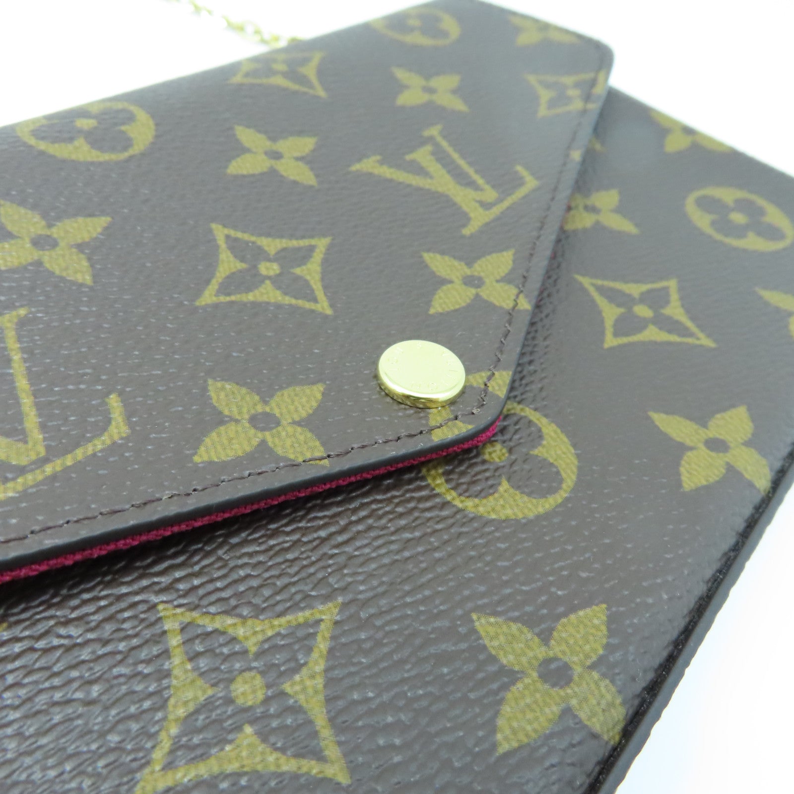 LOUIS VUITTON Monogram Felicie Pochette金扣肩背袋棕色