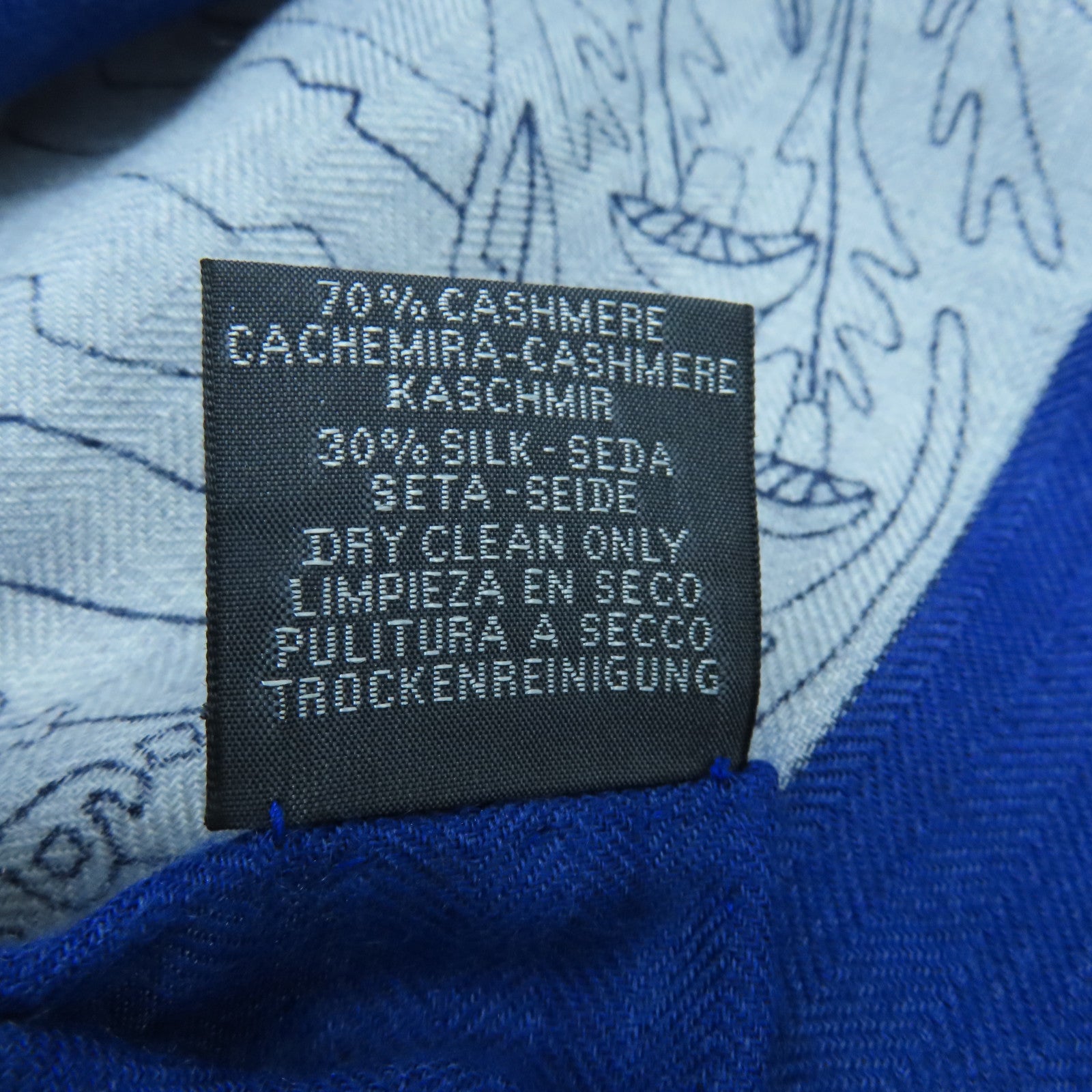 HERMES Cashmere/丝质Scarf丝巾蓝色/灰色