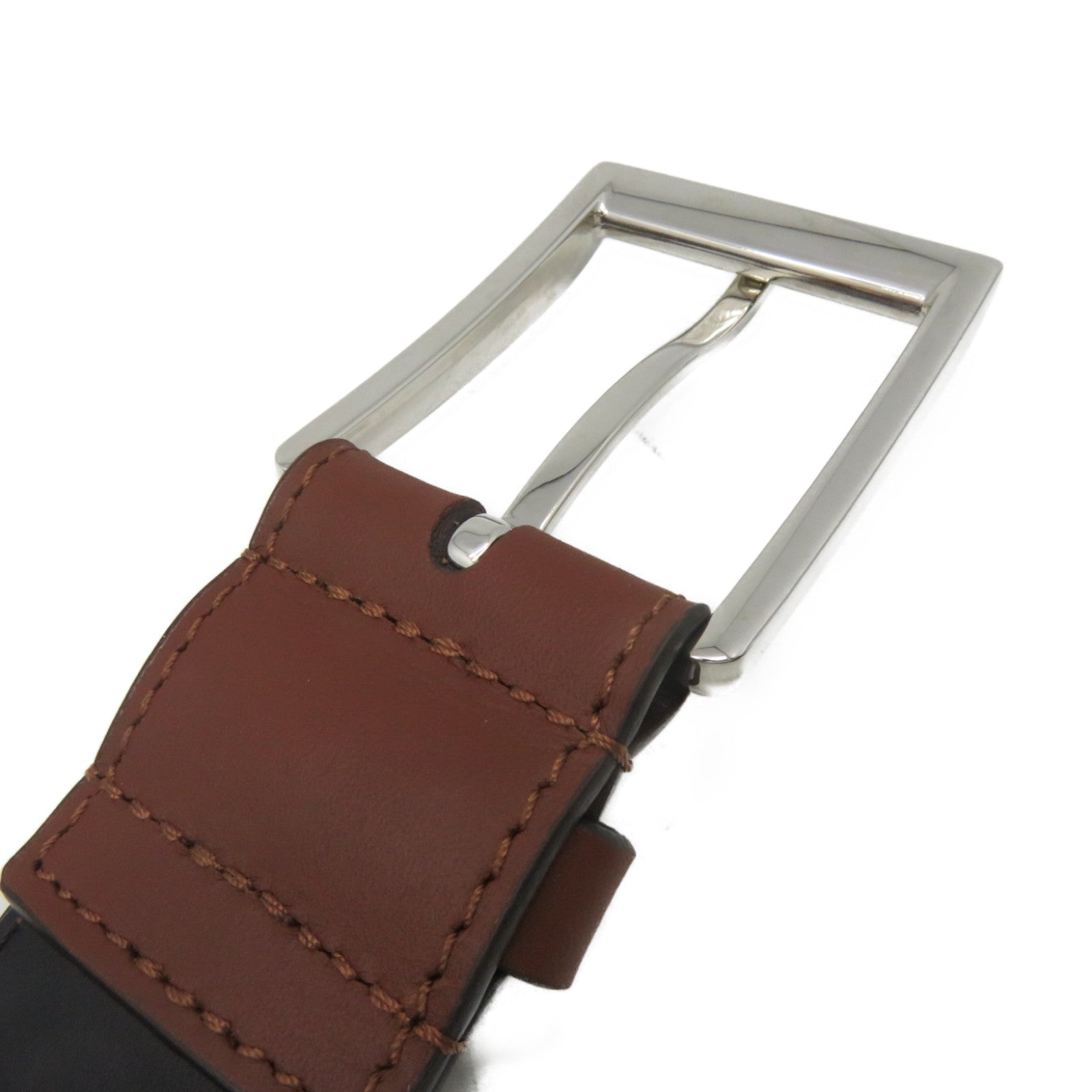 LOUIS VUITTON Cowhide Leather Blended Fabrics Logo Belt 35mm Leather Band Brown