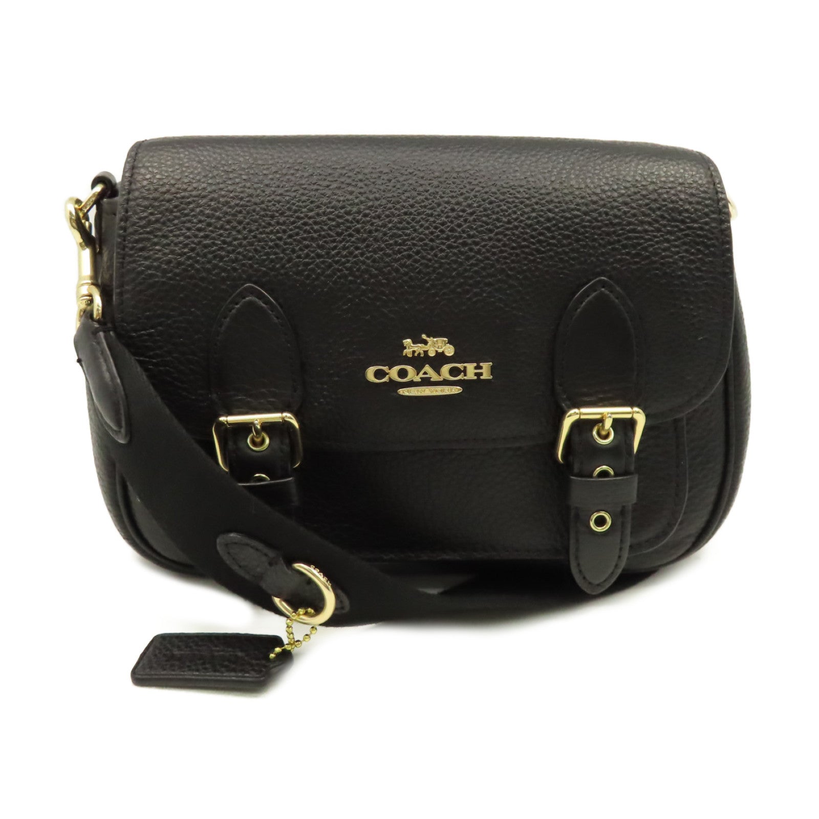 COACH 牛皮皮革Shoulder Bag鏈帶肩背袋黑色