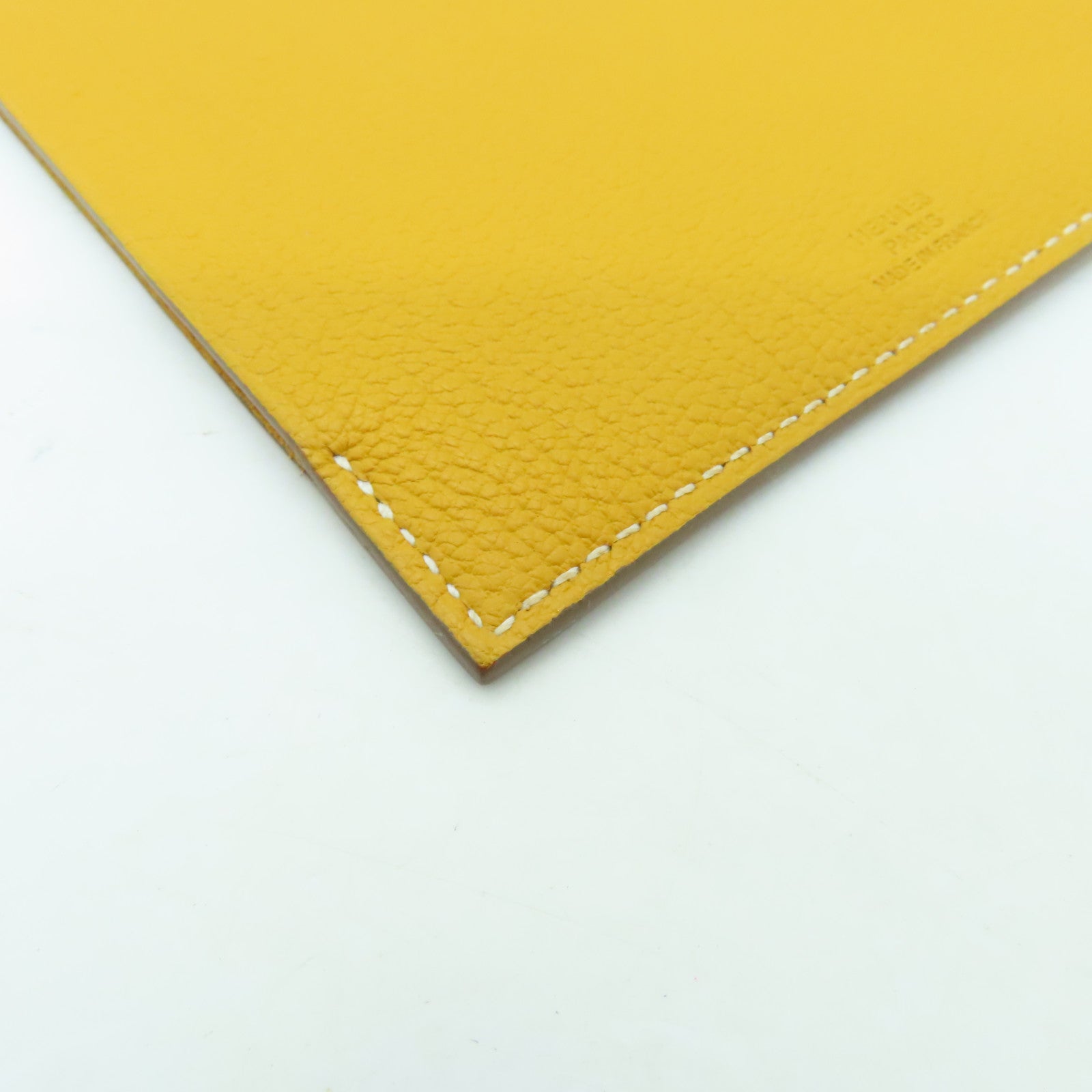 HERMES Evercolor皮革Passport Case銀扣護照套黃色