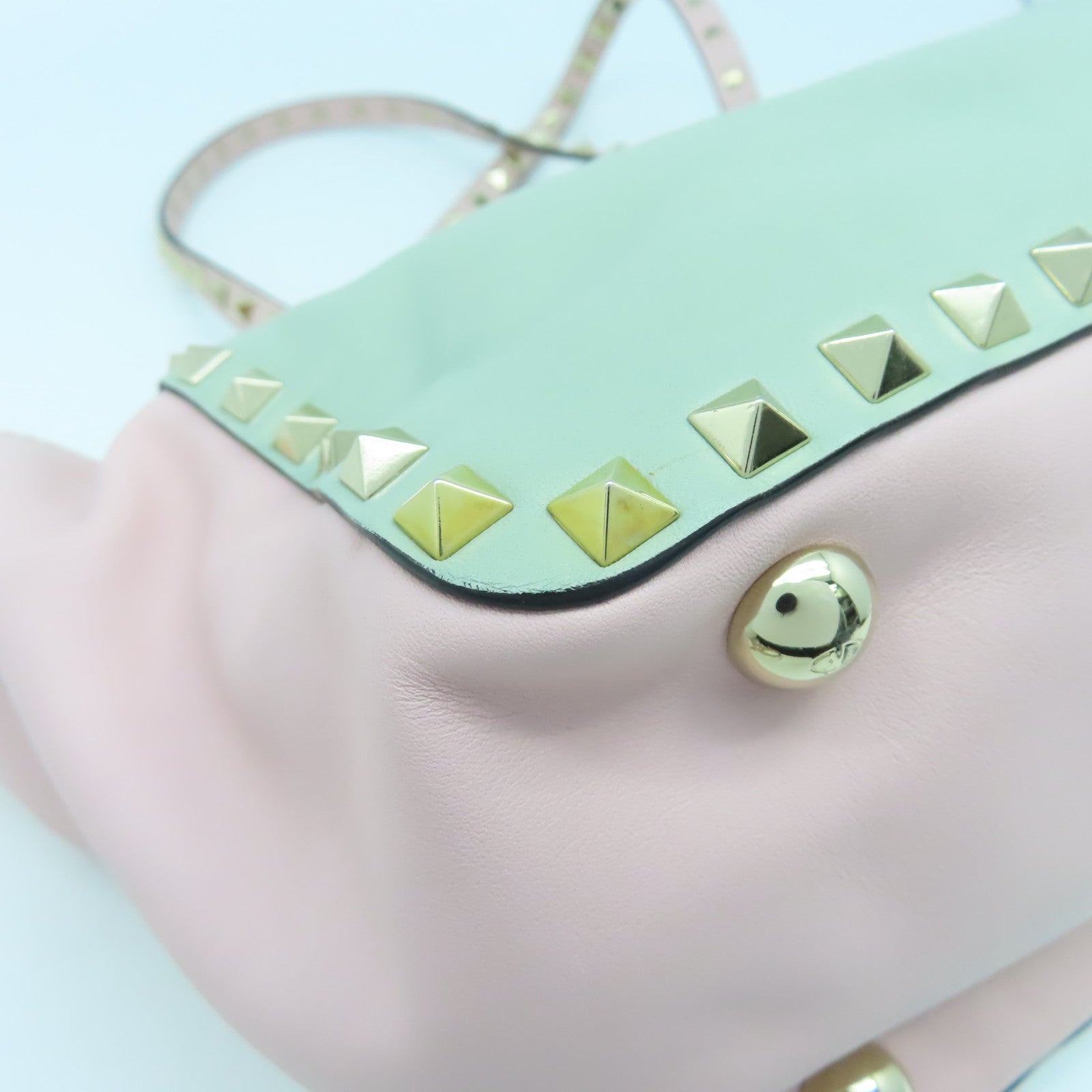 Valentino 皮革2 Way Shoulder金扣手挽肩背兩用袋粉紅色綠色/藍色