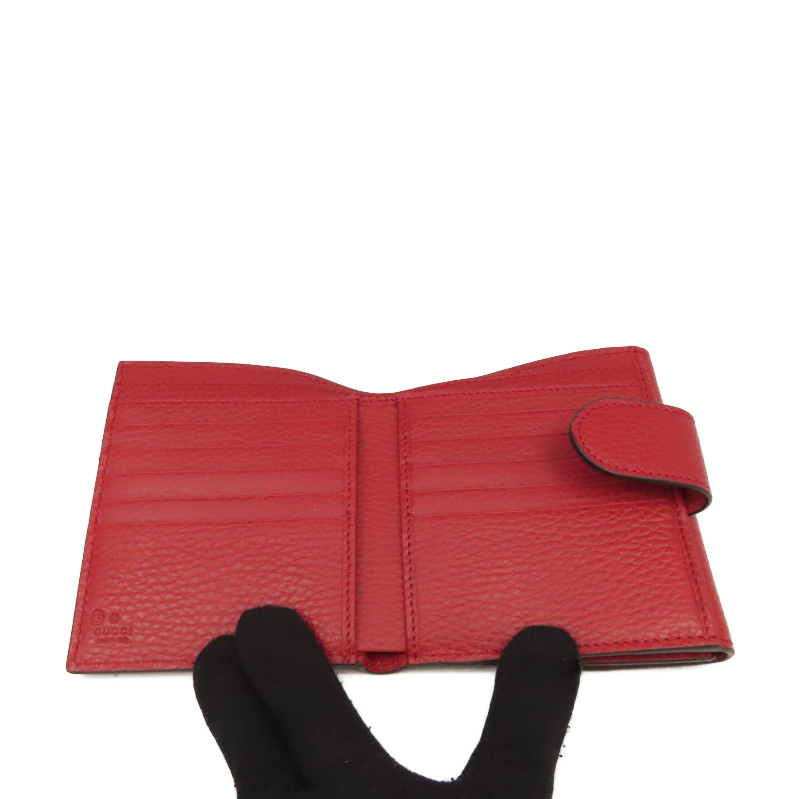 GUCCI 牛皮皮革Short Wallet金扣短錢包紅色