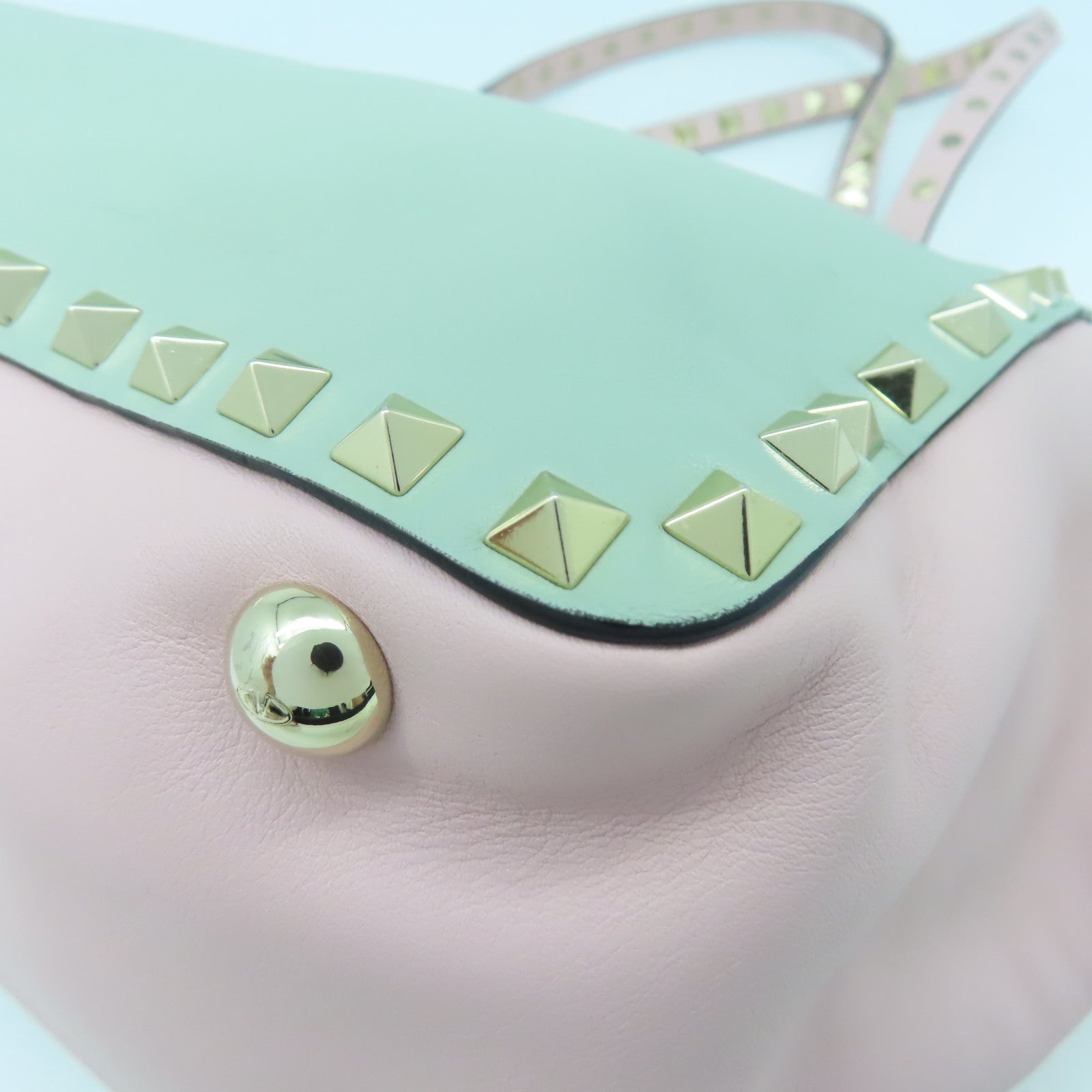 Valentino 皮革2 Way Shoulder金扣手挽肩背兩用袋粉紅色綠色/藍色