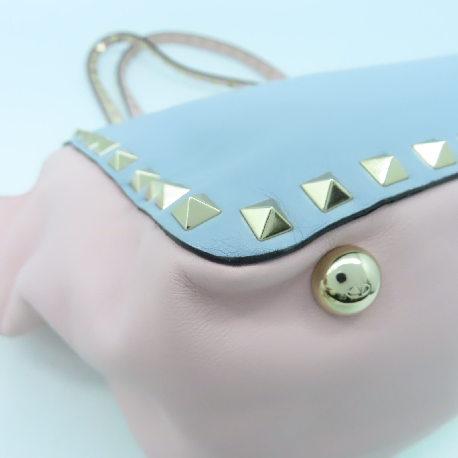 Valentino 皮革2 Way Shoulder金扣手挽肩背兩用袋粉紅色綠色/藍色