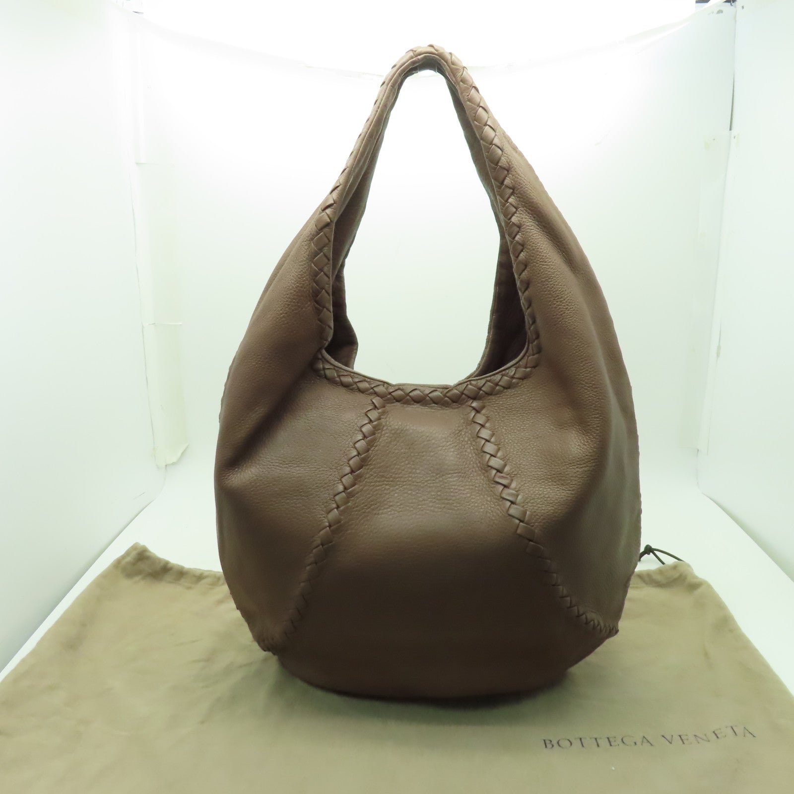 BOTTEGA VENETA 牛皮皮革Hobo肩背袋棕色