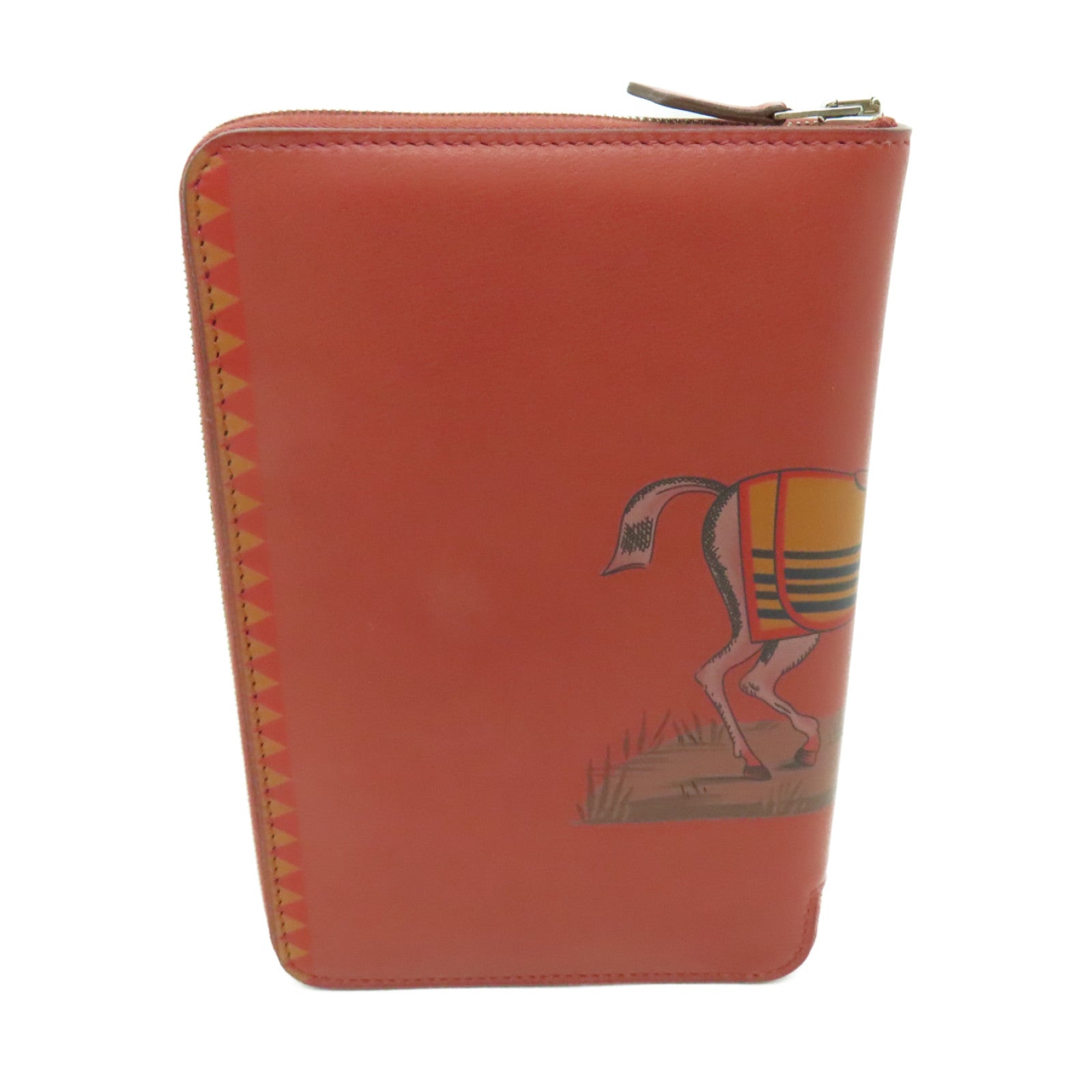 HERMES 皮革Azap Integral銀扣長錢包紅色