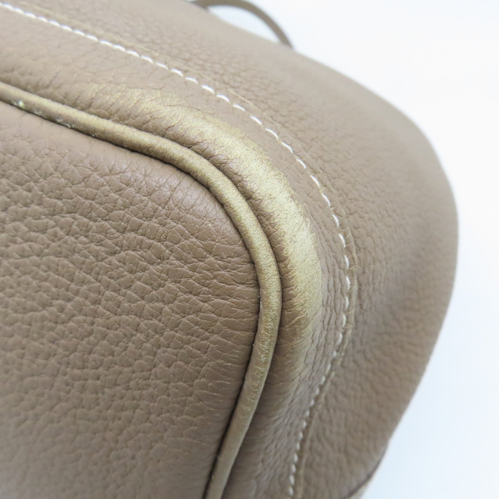 HERMES Negonda皮革Garden Party PM銀扣手挽袋Etoupe米色