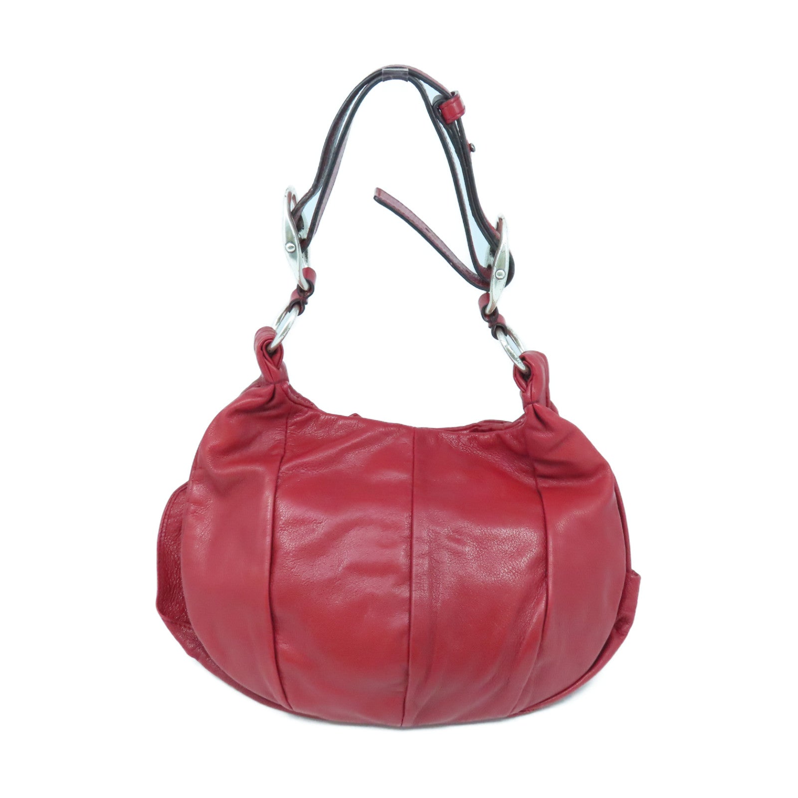 YVES SAINT LAURENT 【激減優惠】牛皮皮革Shoulder Bag銀扣肩背袋紅色