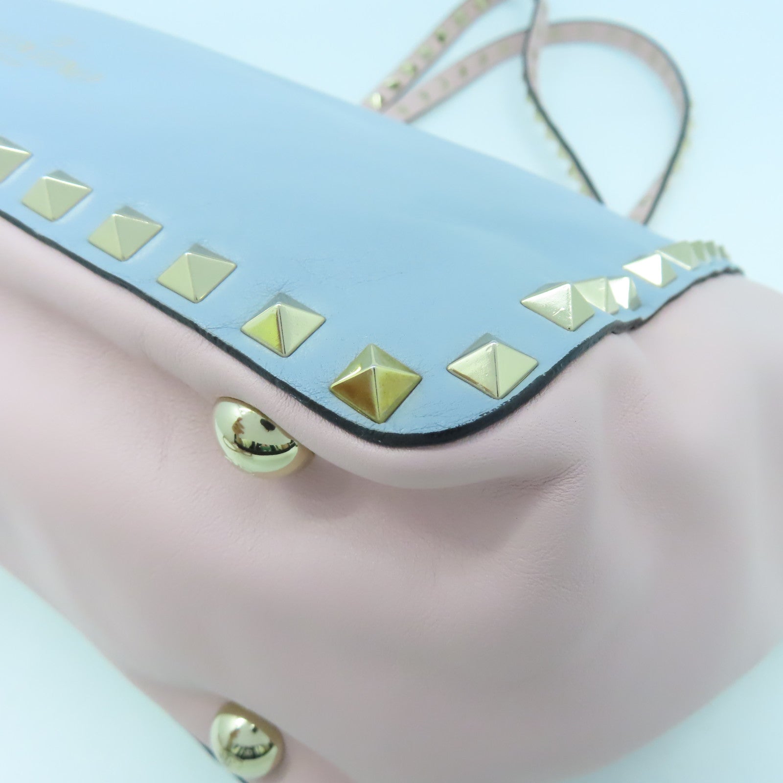 Valentino 皮革2 Way Shoulder金扣手挽肩背兩用袋粉紅色綠色/藍色