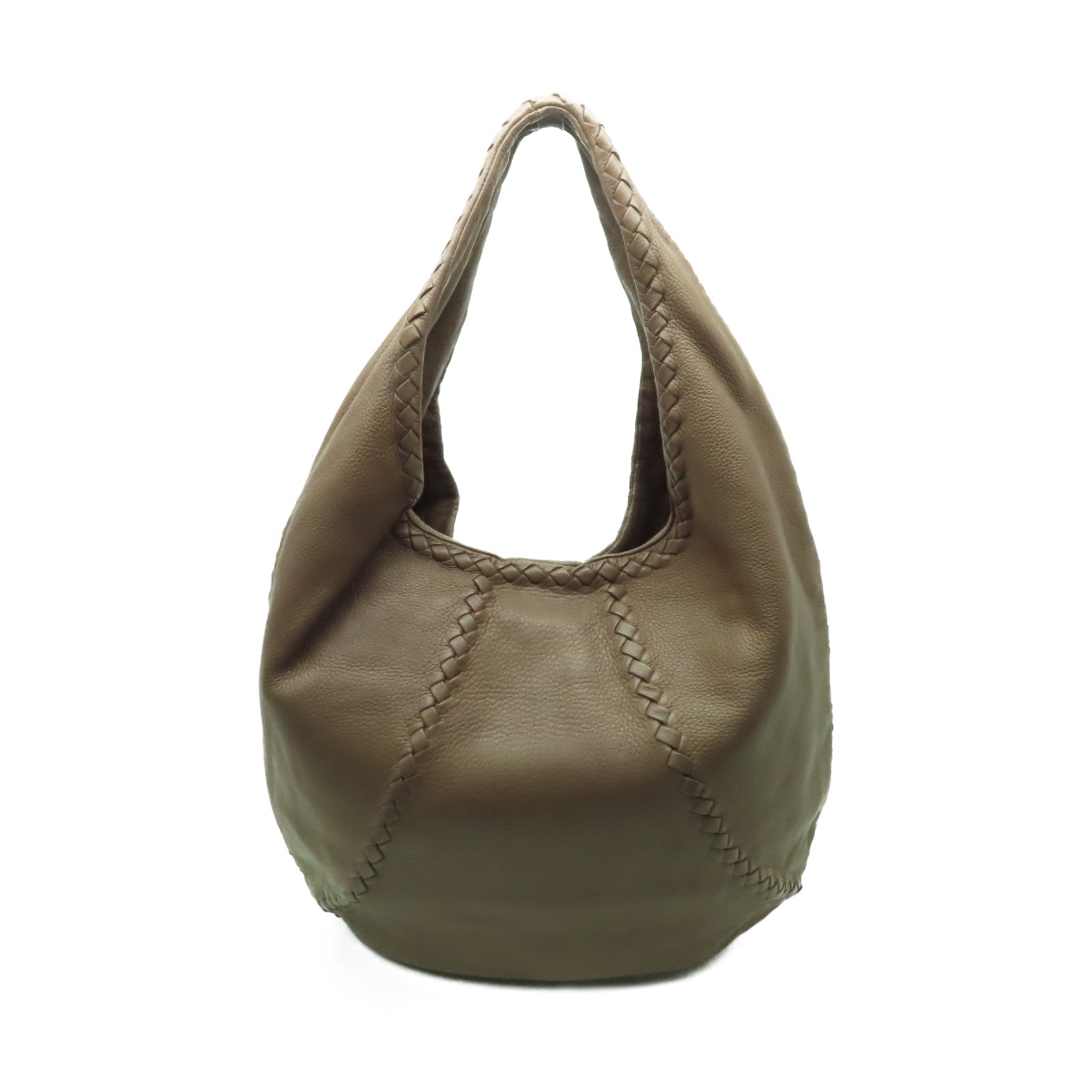 BOTTEGA VENETA 牛皮皮革Hobo肩背袋棕色