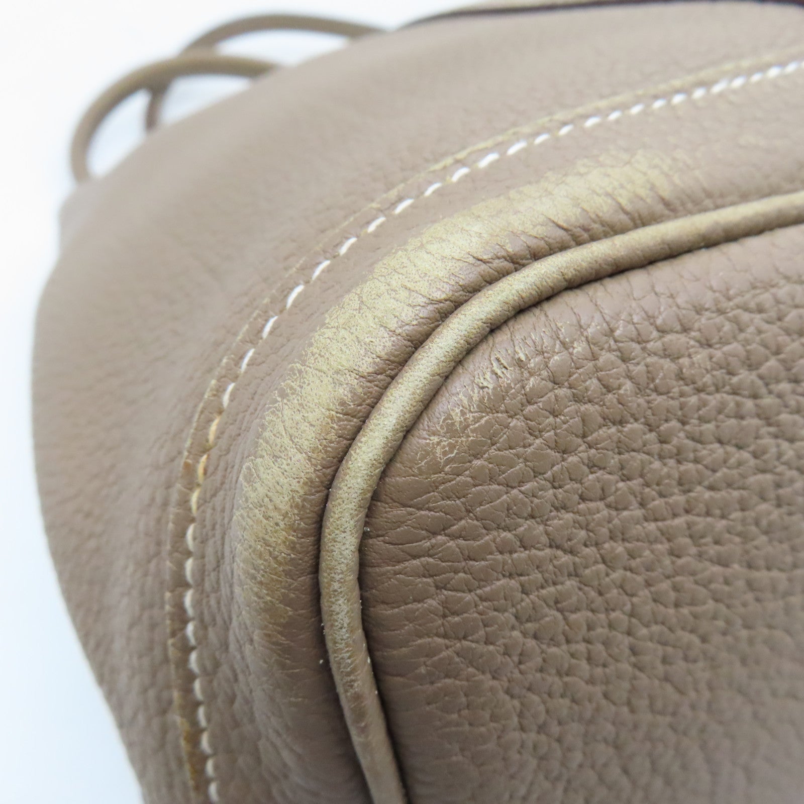 HERMES Negonda皮革Garden Party PM銀扣手挽袋Etoupe米色
