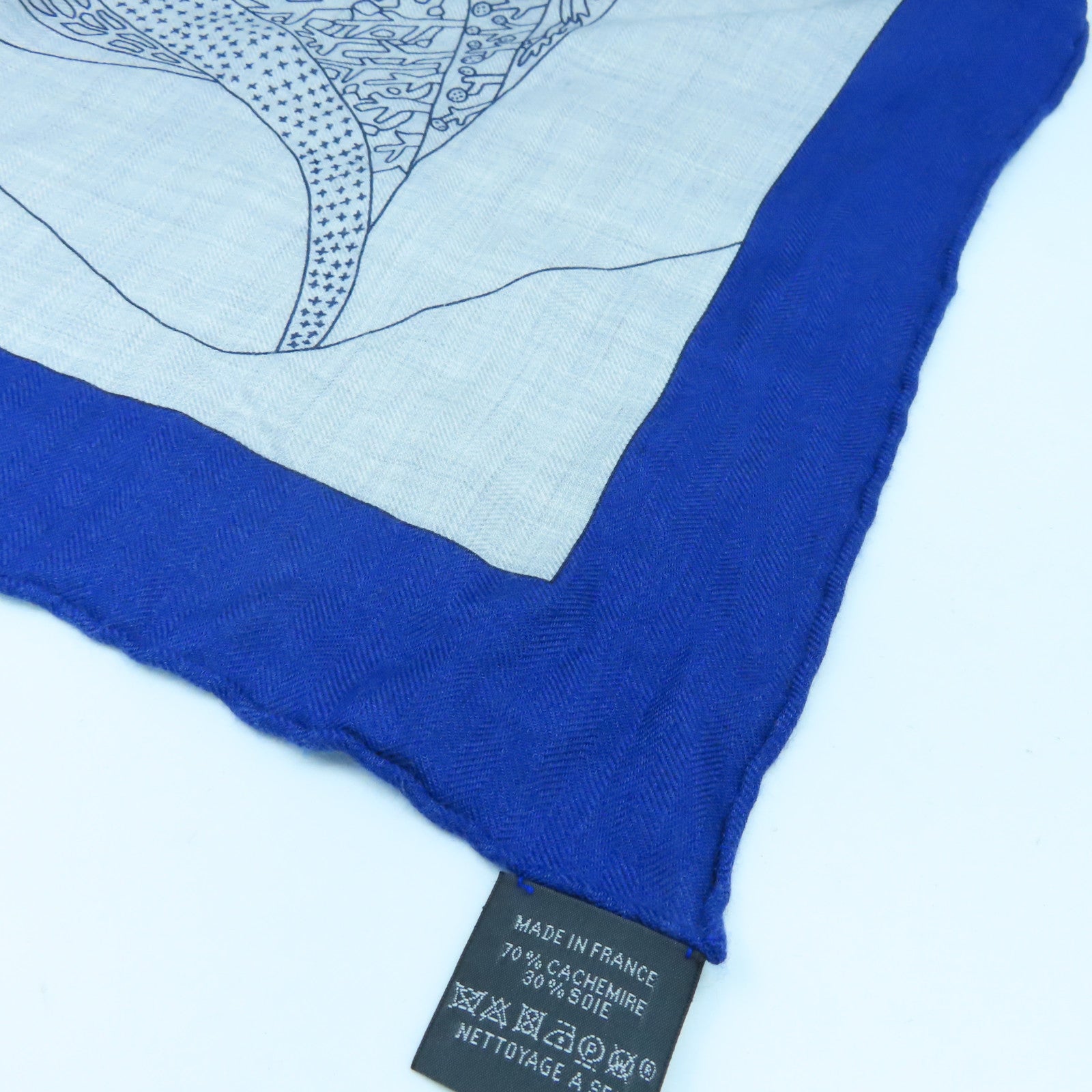 HERMES Cashmere/丝质Scarf丝巾蓝色/灰色