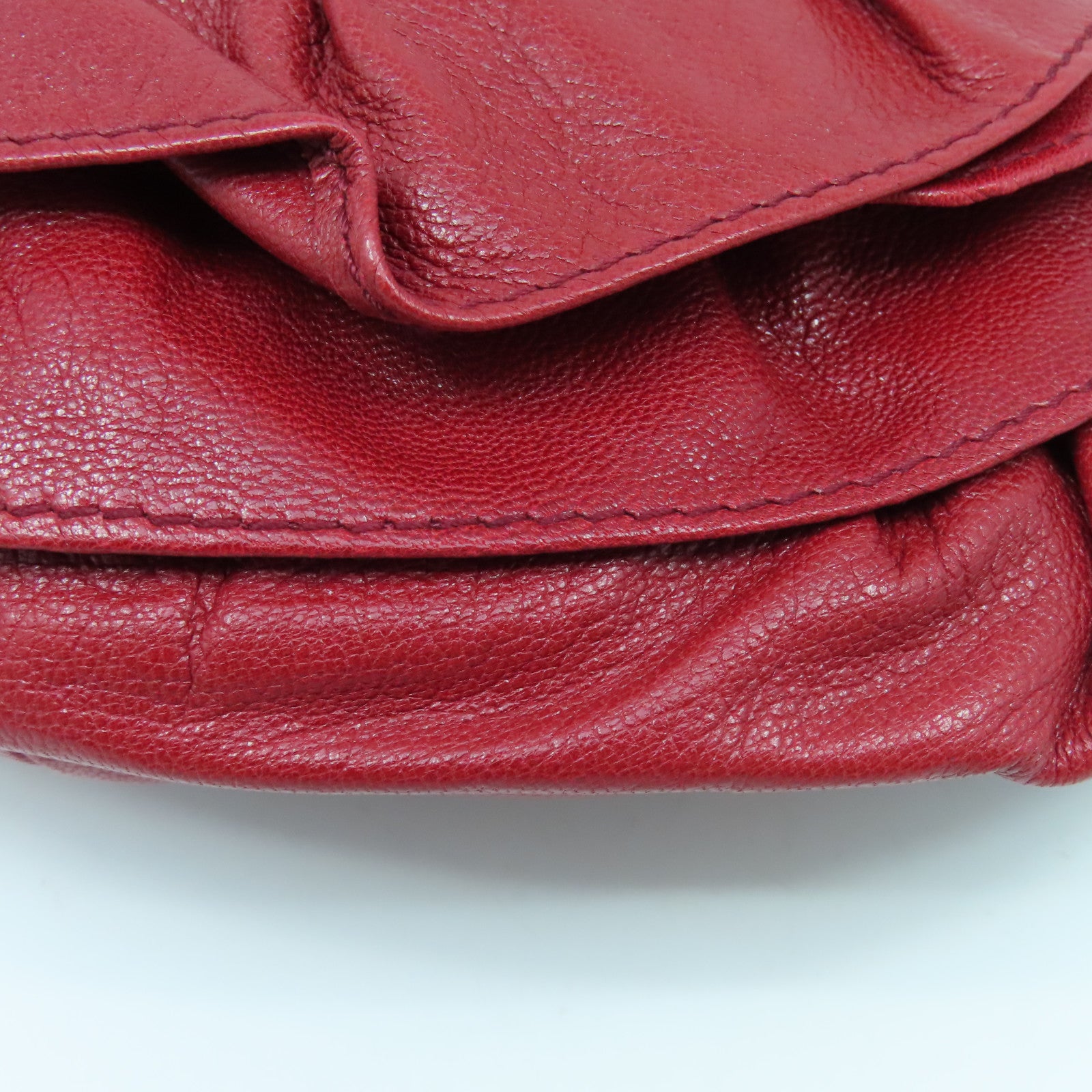YVES SAINT LAURENT 【激減優惠】牛皮皮革Shoulder Bag銀扣肩背袋紅色