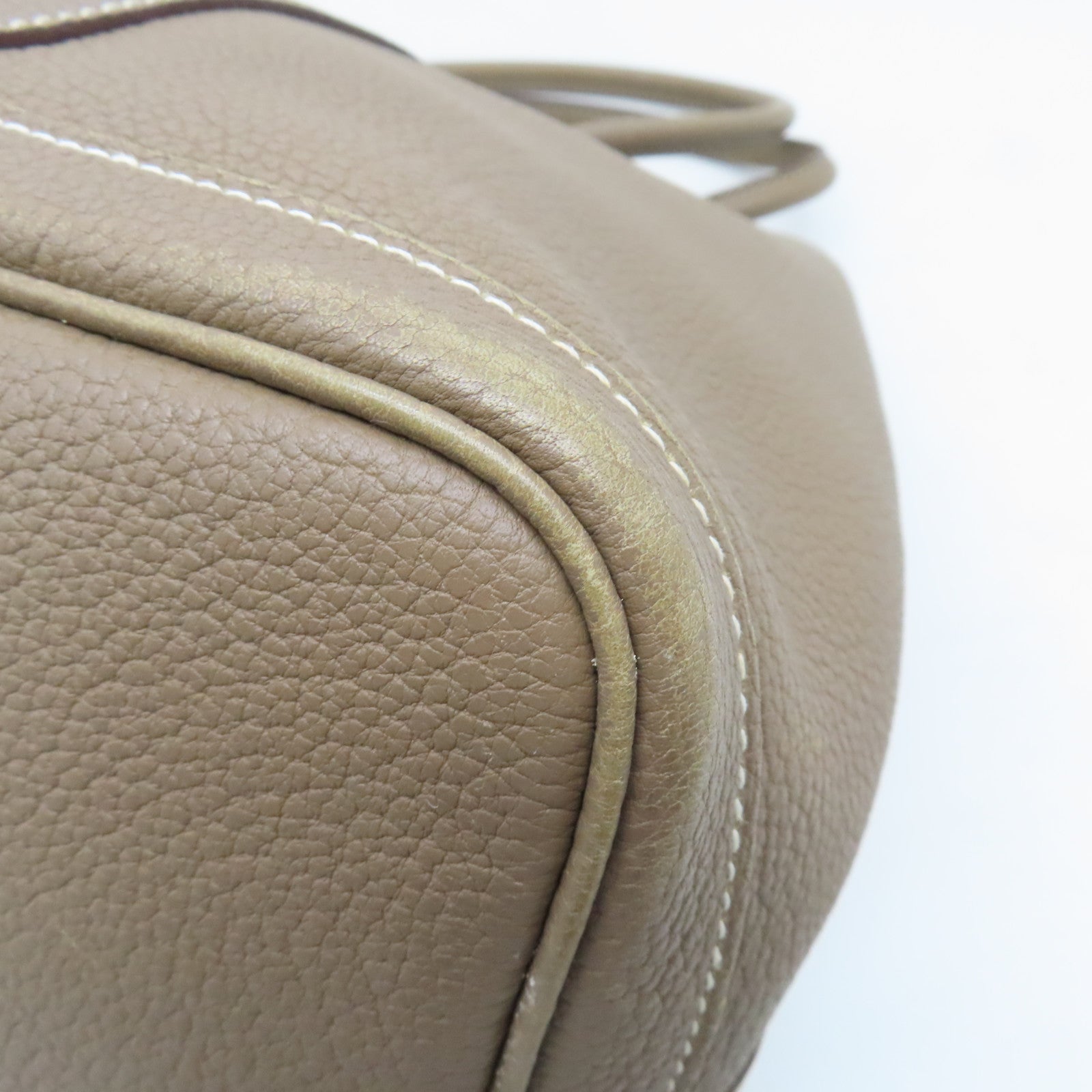 HERMES Negonda皮革Garden Party PM銀扣手挽袋Etoupe米色