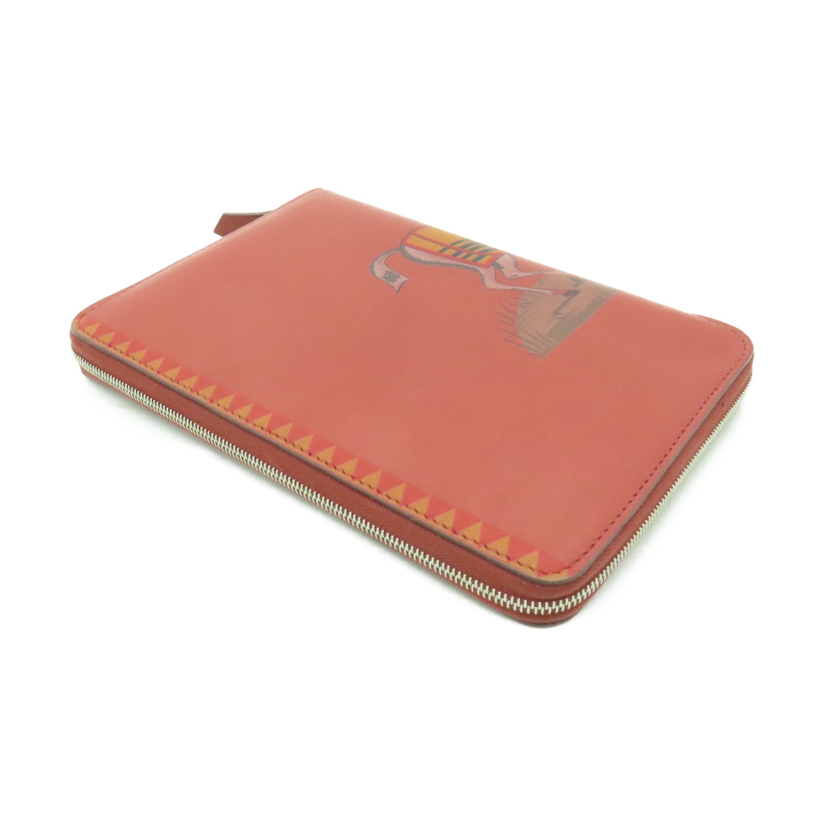 HERMES 皮革Azap Integral銀扣長錢包紅色