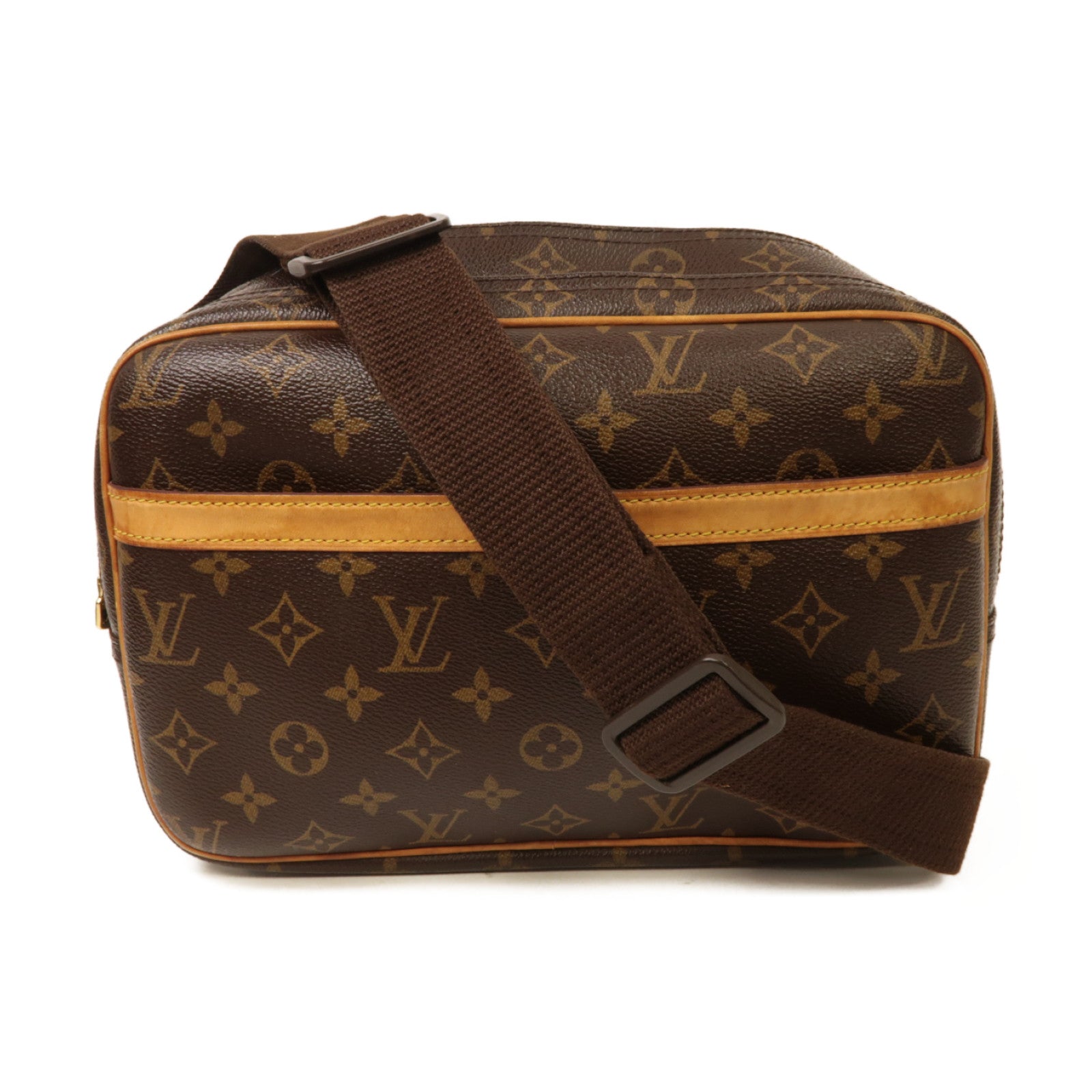 LOUIS VUITTON Monogram Reporter PM金扣肩背袋啡色