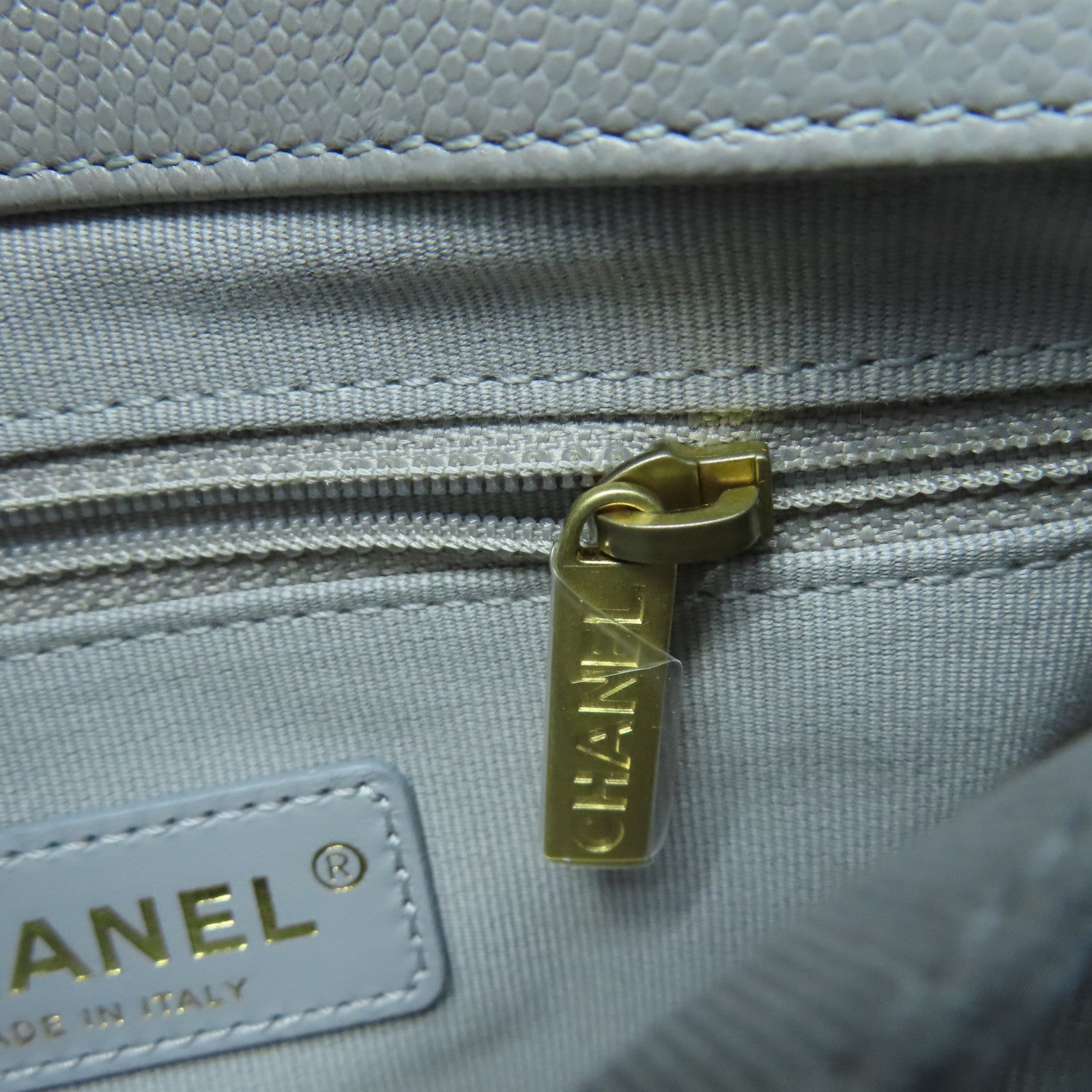 CHANEL Rhombus Caviar Leather Chain Shoulder Gold Buckle Chain Shoulder Bag Gray