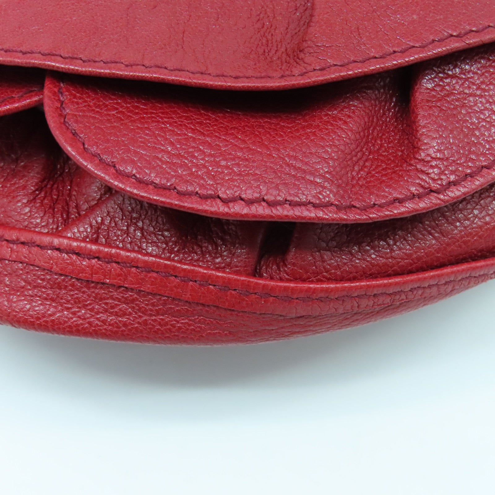 YVES SAINT LAURENT 【激減優惠】牛皮皮革Shoulder Bag銀扣肩背袋紅色