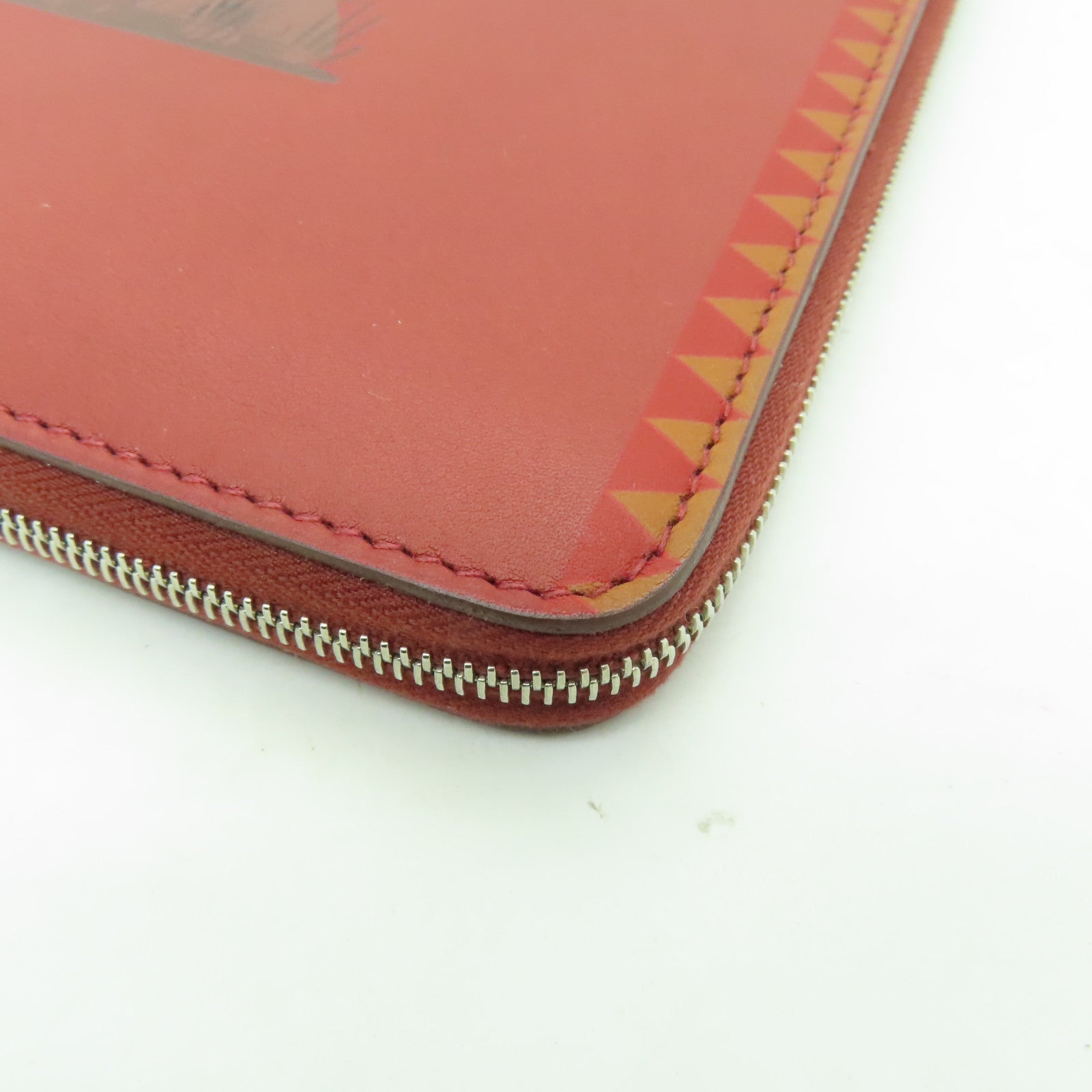 HERMES 皮革Azap Integral銀扣長錢包紅色