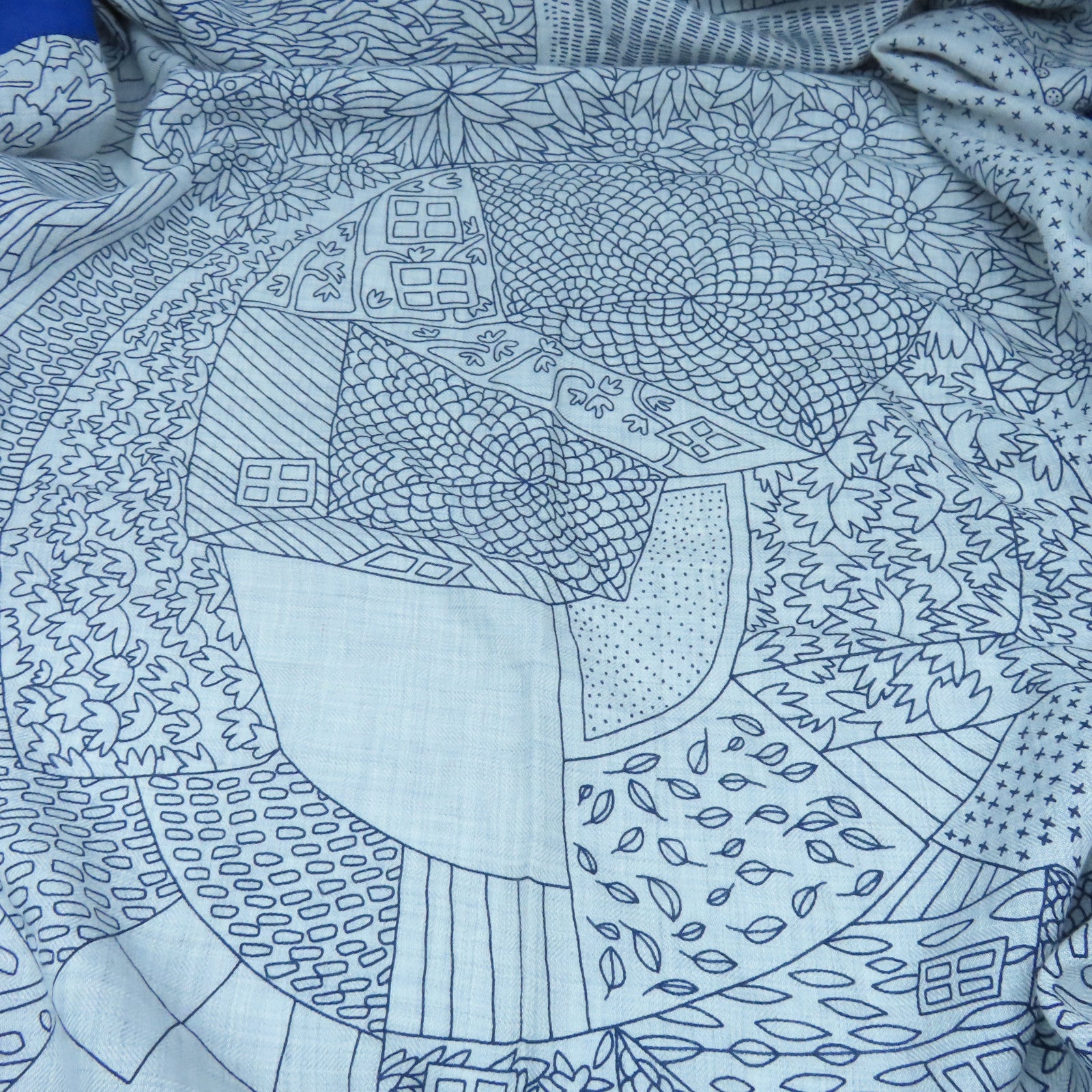 HERMES Cashmere/丝质Scarf丝巾蓝色/灰色
