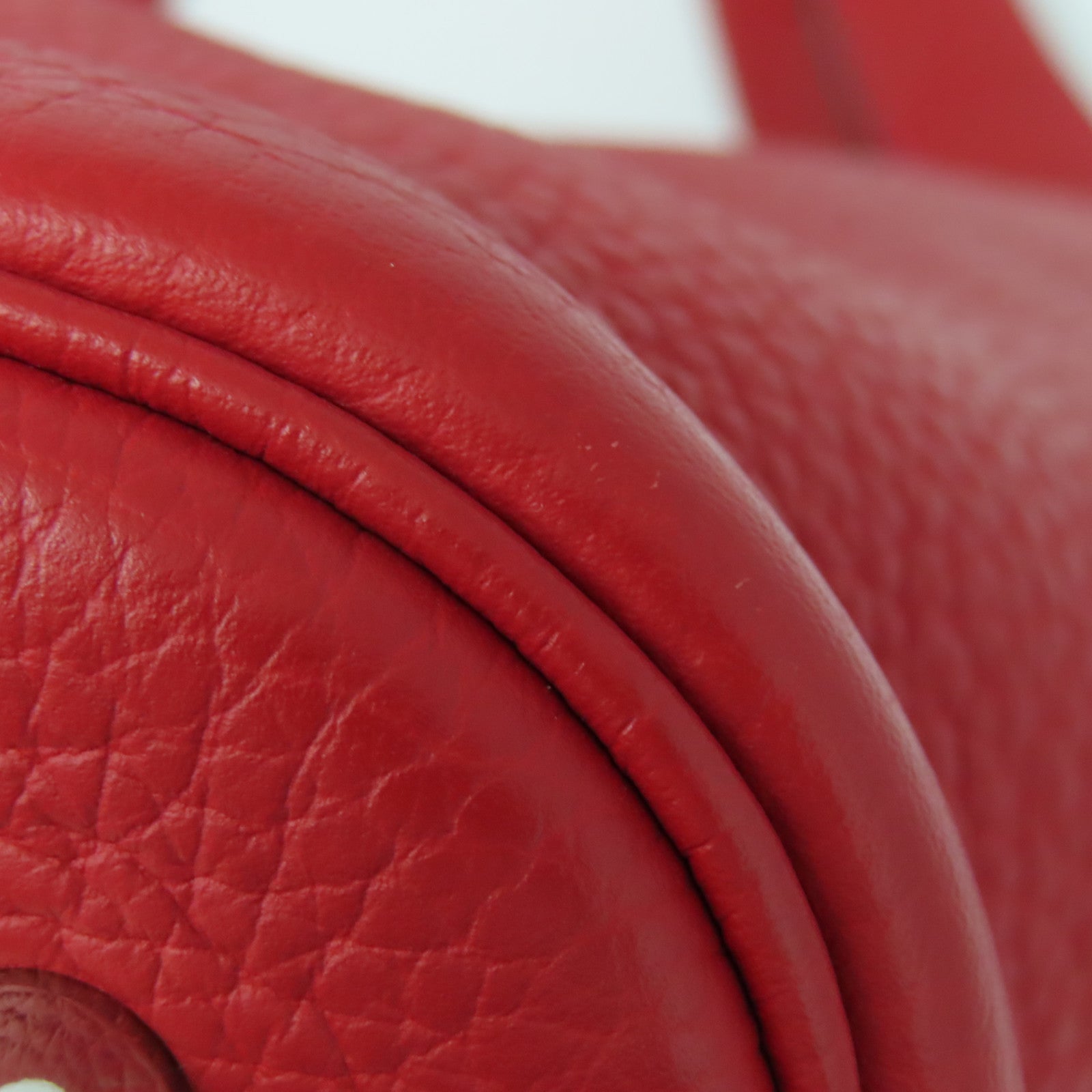HERMES Clemence皮革Picotin GM银扣托特袋手挽袋Rouge Piment红色