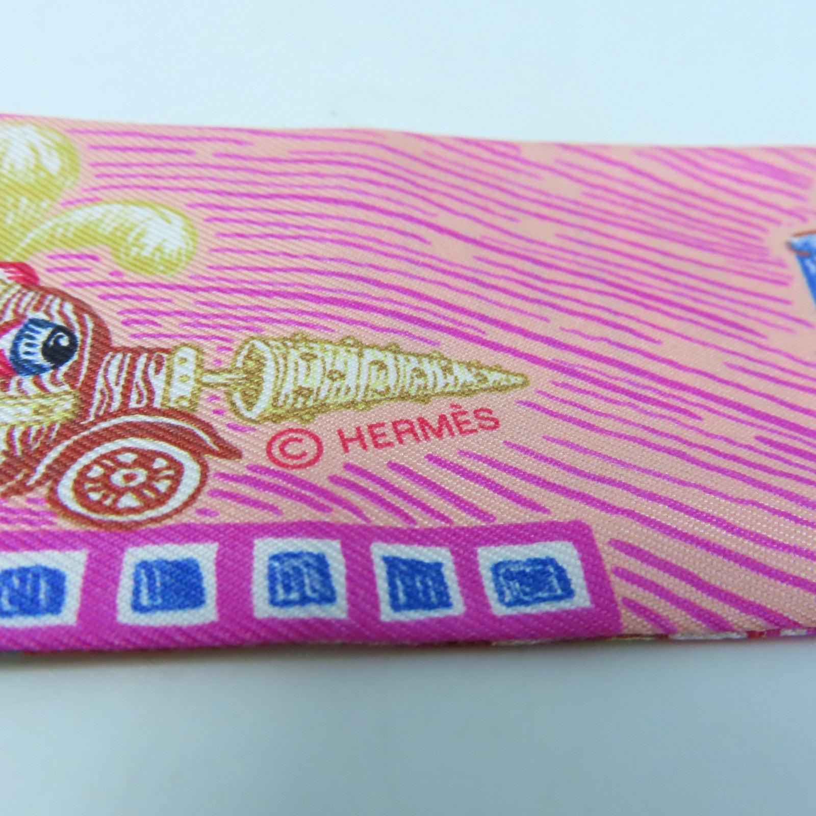 HERMES 丝质Twilly丝巾粉红色