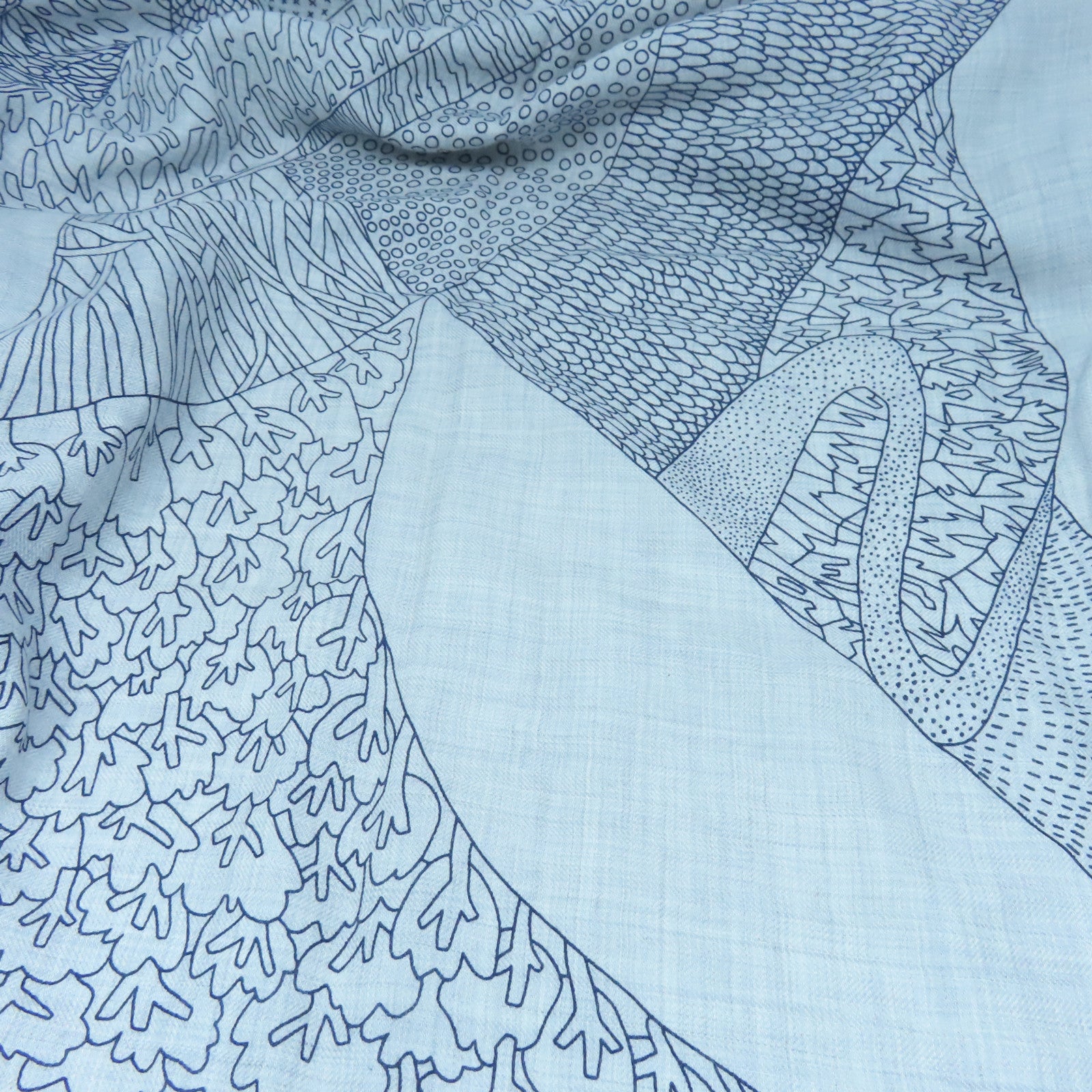 HERMES Cashmere/丝质Scarf丝巾蓝色/灰色