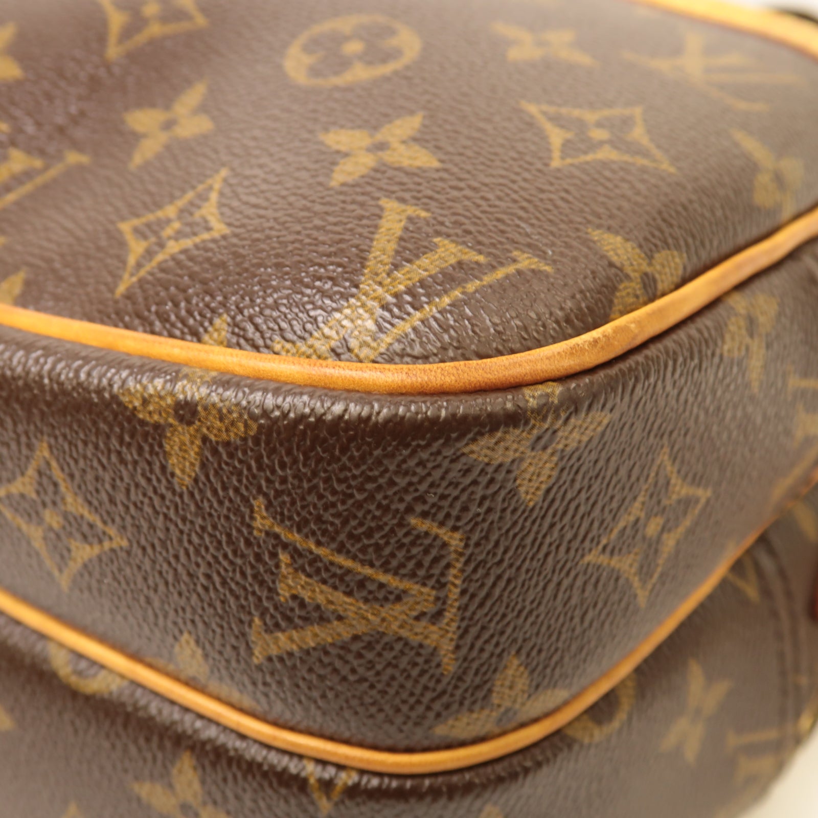 LOUIS VUITTON Monogram Reporter PM金扣肩背袋啡色
