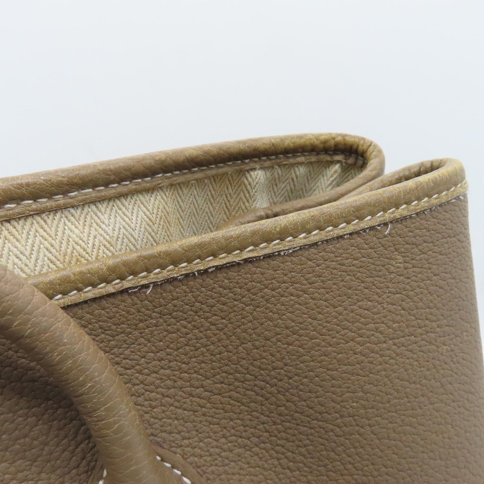 HERMES Negonda皮革Garden Party PM銀扣手挽袋Etoupe米色