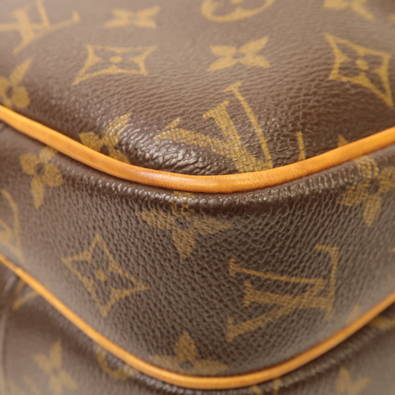LOUIS VUITTON Monogram Reporter PM金扣肩背袋啡色