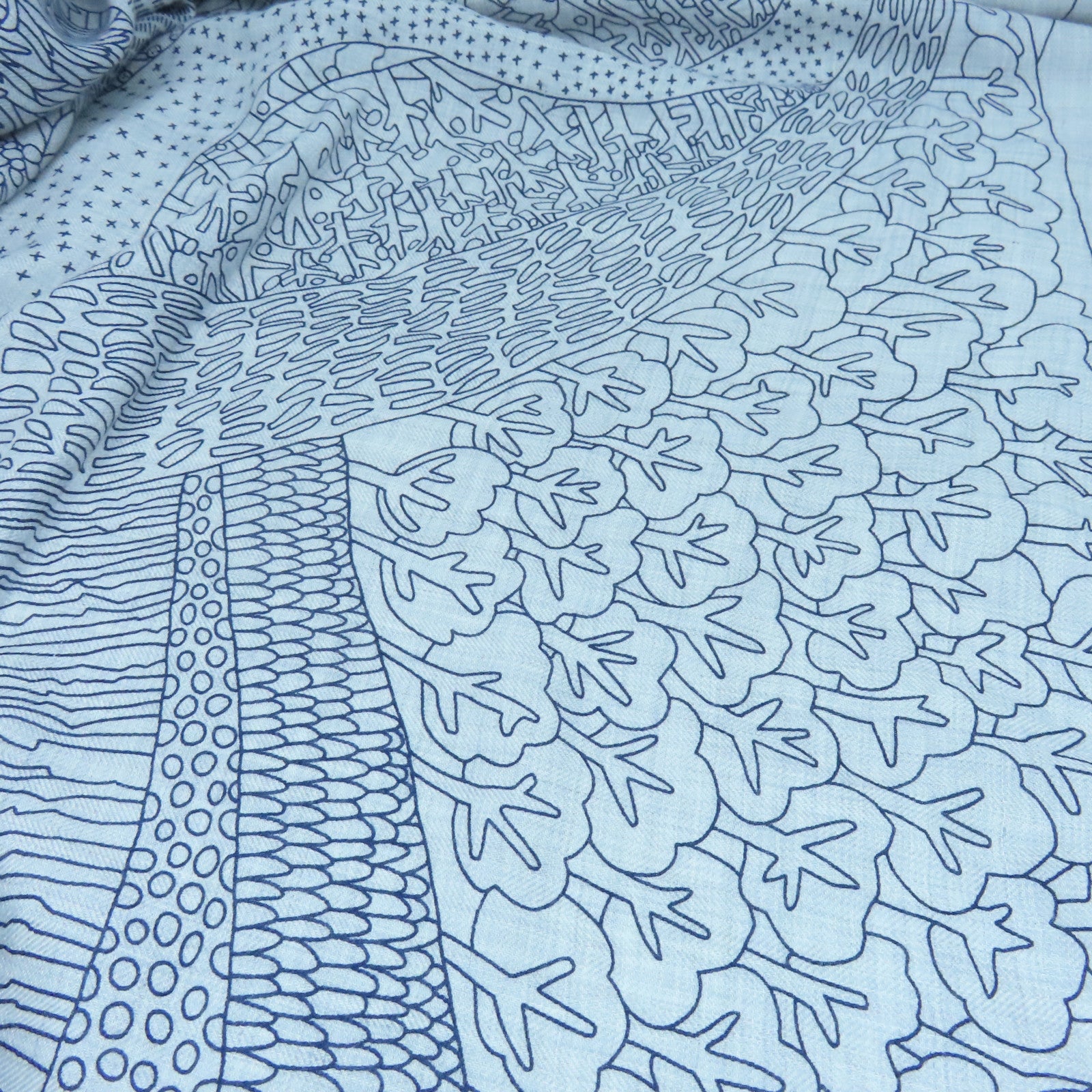 HERMES Cashmere/丝质Scarf丝巾蓝色/灰色