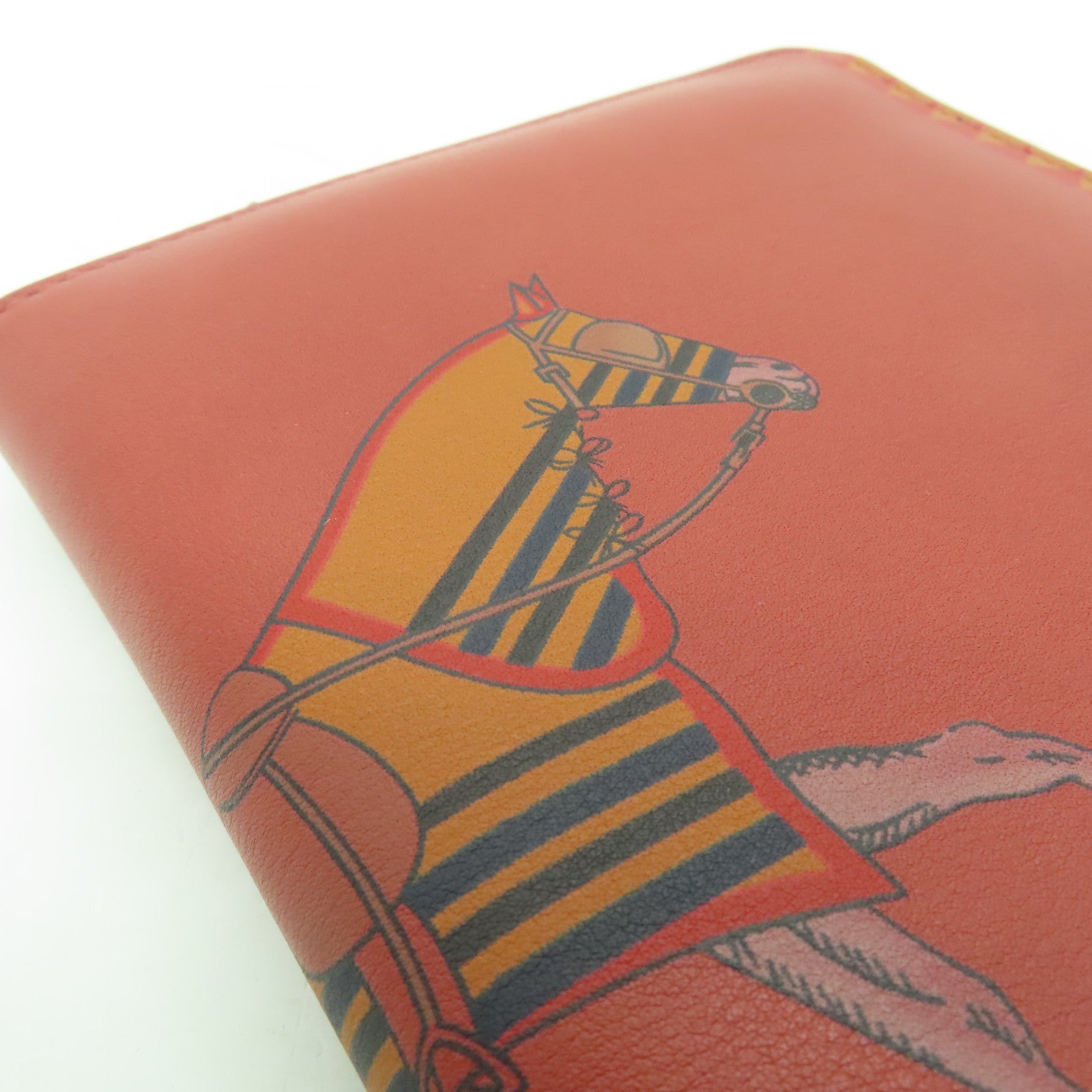HERMES 皮革Azap Integral銀扣長錢包紅色