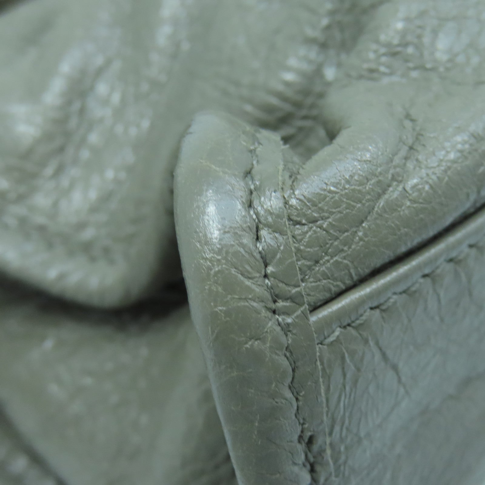 BALENCIAGA 牛皮皮革Mini City银扣手挽肩背两用袋灰色
