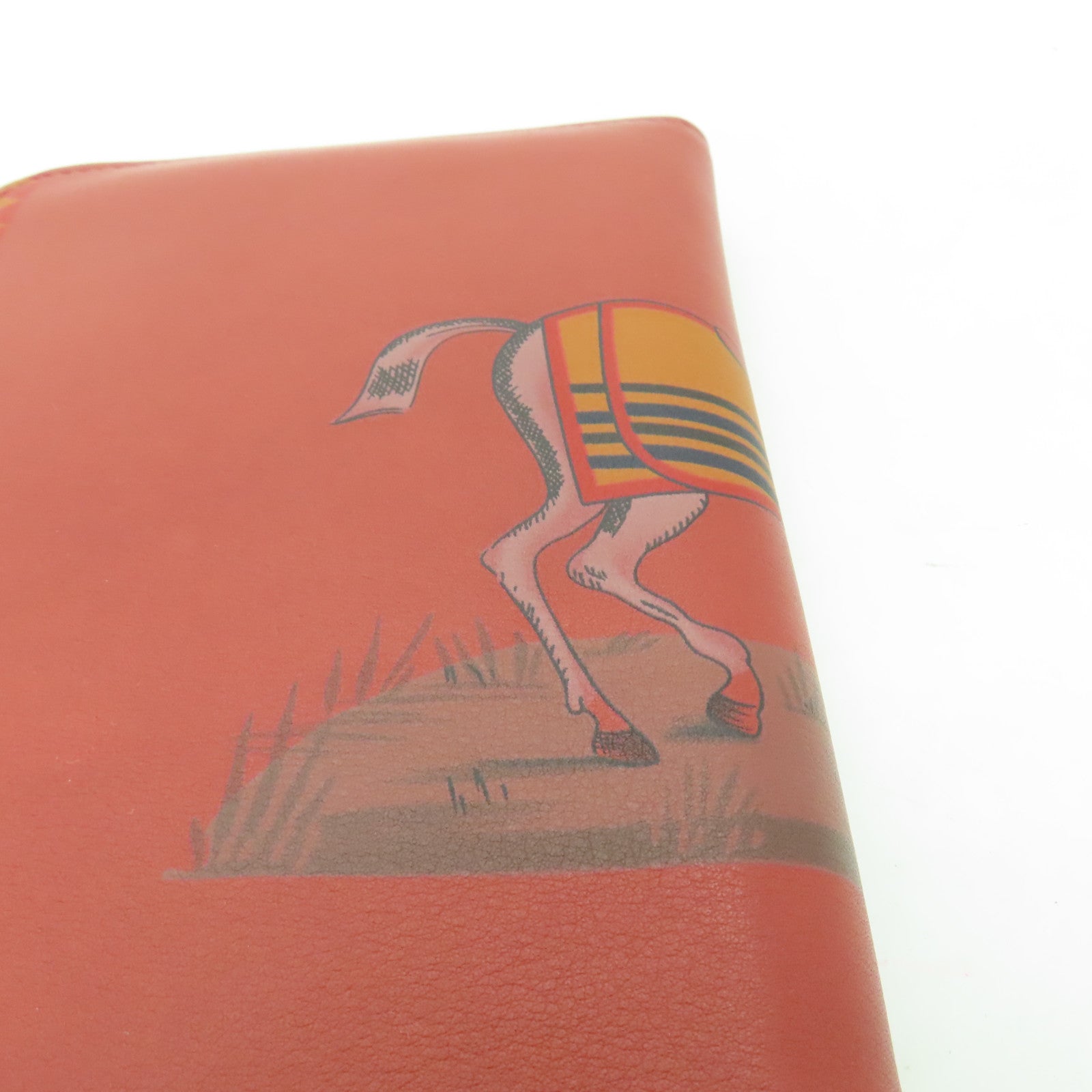 HERMES 皮革Azap Integral銀扣長錢包紅色