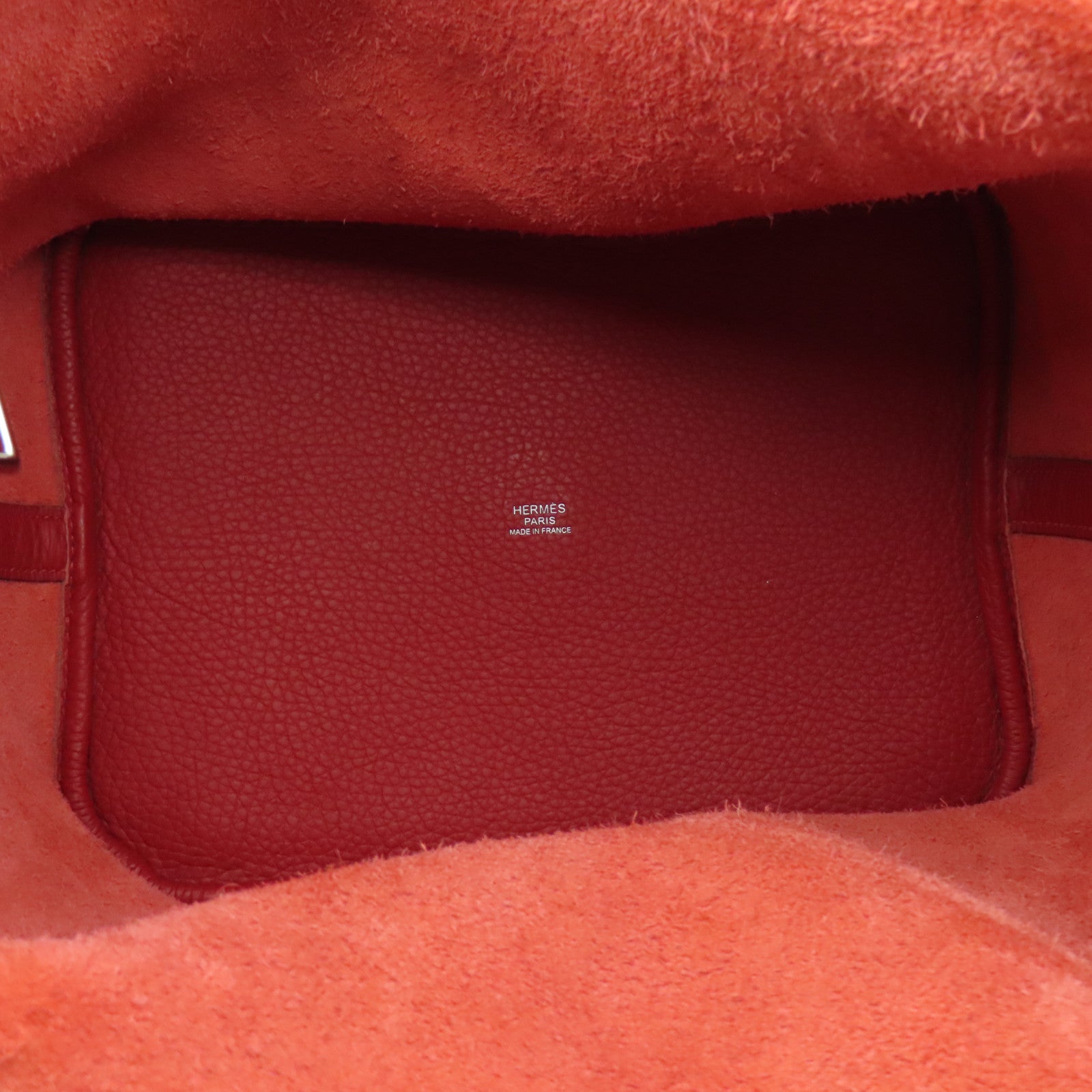 HERMES Clemence皮革Picotin GM银扣托特袋手挽袋Rouge Piment红色