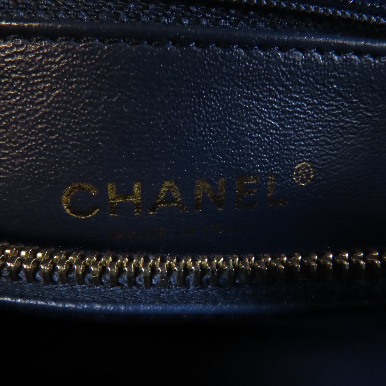 CHANEL 菱格Caviar皮革/蜥蝪皮革Chain Shoulder金扣鏈帶手挽肩背兩用袋藍色